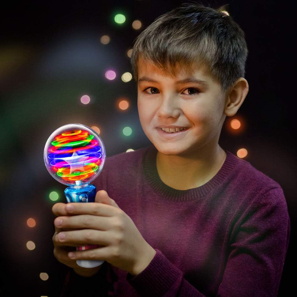 ArtCreativity Spinning Light Up Toy Wand – Magic Ball with LED Lights, Sensory Spinner for Kids, Party Favors & Classroom Prizes, Autism-Friendly Gift