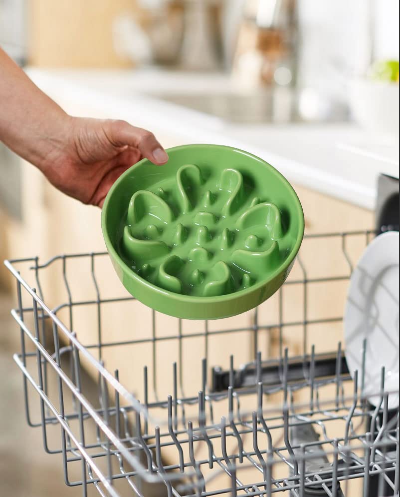 LE TAUCI Dog Bowls Slow Feeder Ceramic, 1.5 Cups Slow Feeding Dog Bowl Small Medium Breed, Puppy Slow Feeder Bowl for Fast Eater, Dog Dishes to Slow Down Eating, Puzzle Dog Food Bowl, Maze Purple