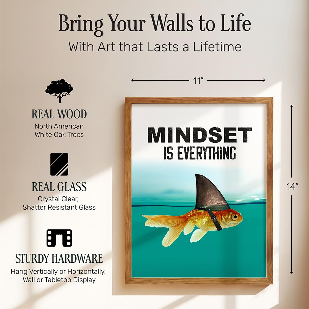 Motivational Wall Art Posters for Home, Office - Mindset is Everything - LARGE 11X14 - Inspirational Gifts for Men, Students - Entrepreneur Wall Art Decor - Uplifting Self-Improvement Positive Quotes