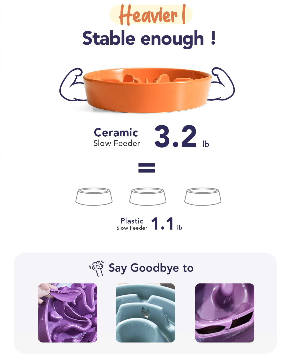 LE TAUCI Dog Bowls Slow Feeder Ceramic, 1.5 Cups Slow Feeding Dog Bowl Small Medium Breed, Puppy Slow Feeder Bowl for Fast Eater, Dog Dishes to Slow Down Eating, Puzzle Dog Food Bowl, Maze Purple