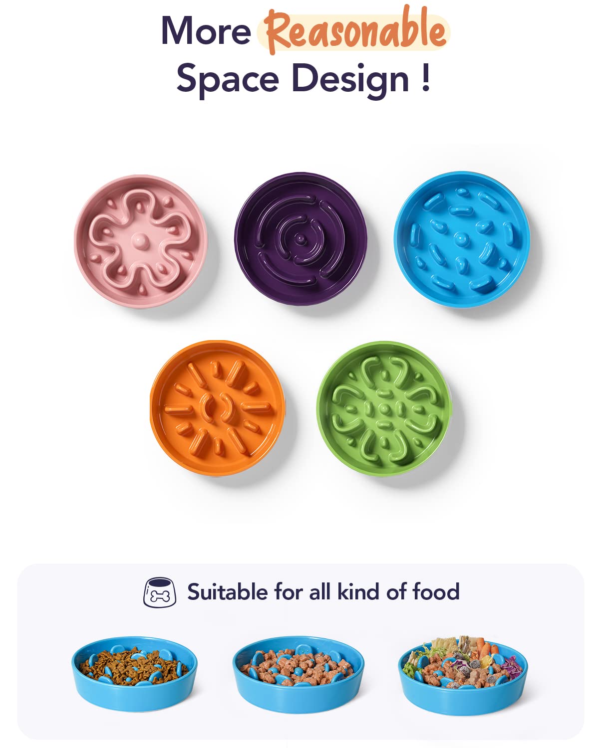 LE TAUCI Dog Bowls Slow Feeder Ceramic, 1.5 Cups Slow Feeding Dog Bowl Small Medium Breed, Puppy Slow Feeder Bowl for Fast Eater, Dog Dishes to Slow Down Eating, Puzzle Dog Food Bowl, Maze Purple