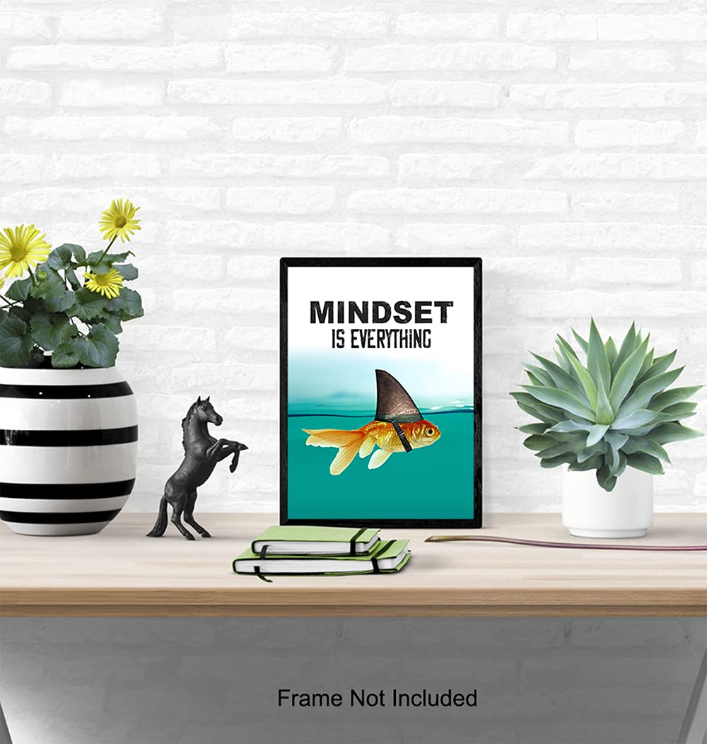 Motivational Wall Art Posters for Home, Office - Mindset is Everything - LARGE 11X14 - Inspirational Gifts for Men, Students - Entrepreneur Wall Art Decor - Uplifting Self-Improvement Positive Quotes