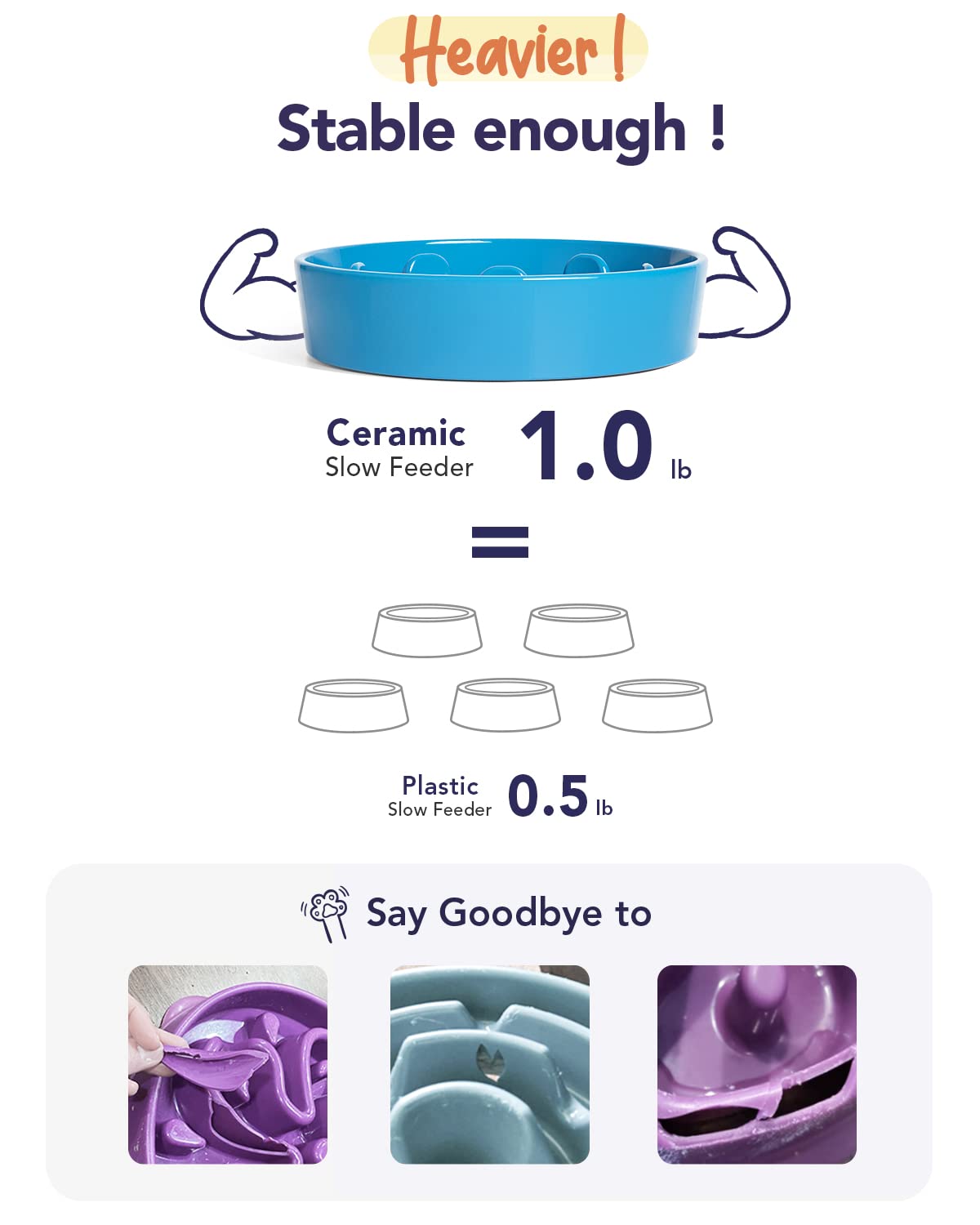 LE TAUCI Dog Bowls Slow Feeder Ceramic, 1.5 Cups Slow Feeding Dog Bowl Small Medium Breed, Puppy Slow Feeder Bowl for Fast Eater, Dog Dishes to Slow Down Eating, Puzzle Dog Food Bowl, Maze Purple