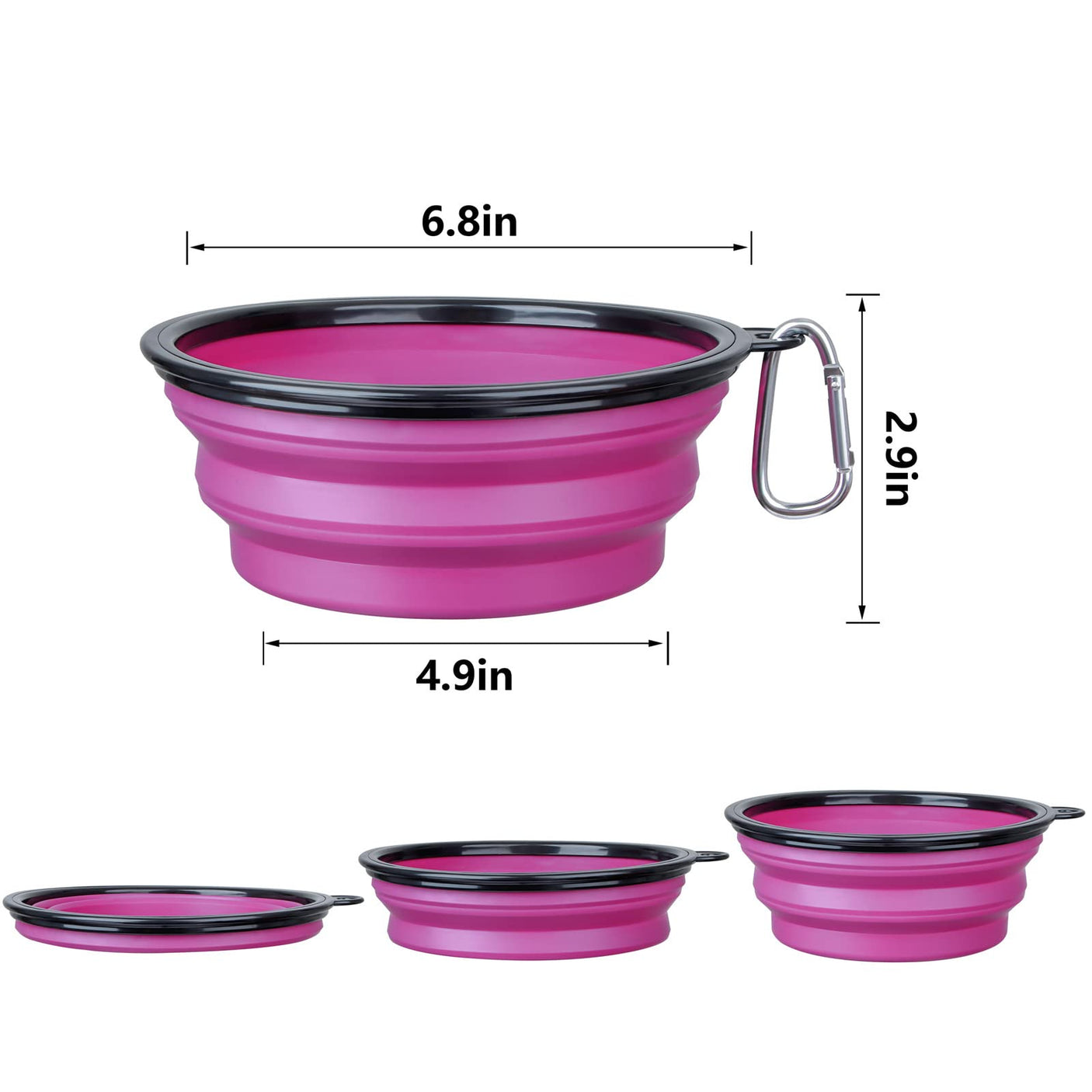 Dog Bowl Pet Collapsible Bowls, 2 Pack for Cats Dogs, Portable Pet Feeding Watering Dish for Walking Parking Traveling with 2 Carabiners (Small, Blue+Green)