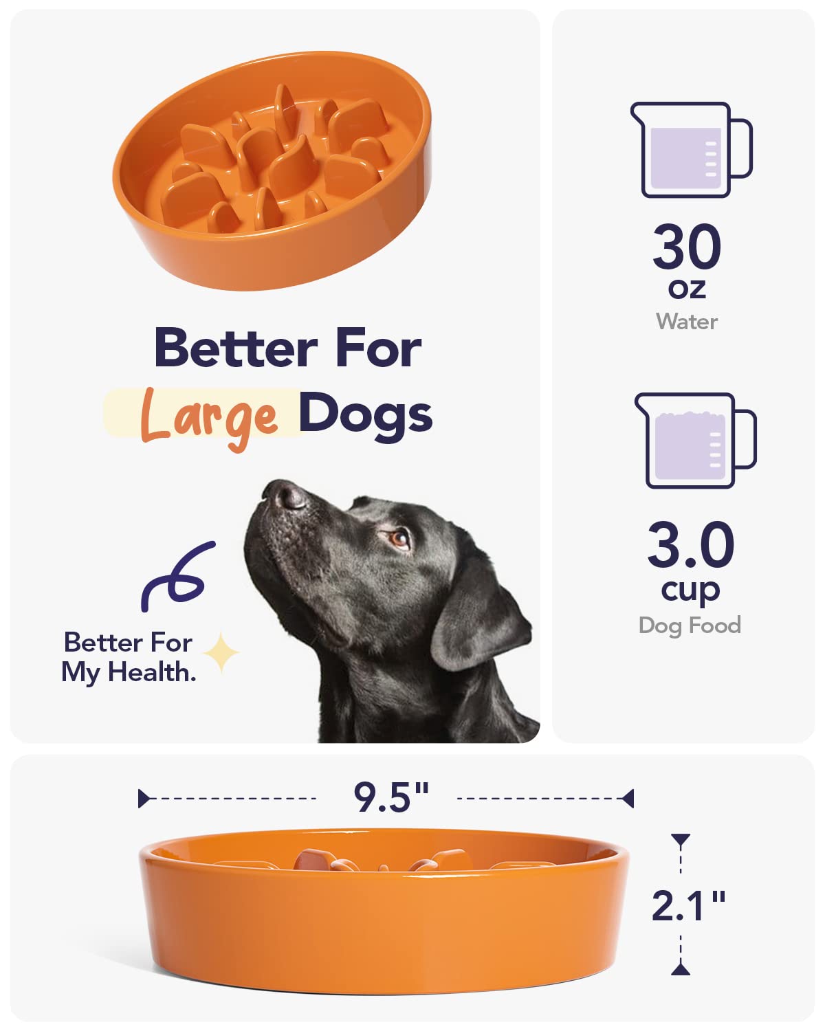 LE TAUCI Dog Bowls Slow Feeder Ceramic, 1.5 Cups Slow Feeding Dog Bowl Small Medium Breed, Puppy Slow Feeder Bowl for Fast Eater, Dog Dishes to Slow Down Eating, Puzzle Dog Food Bowl, Maze Purple