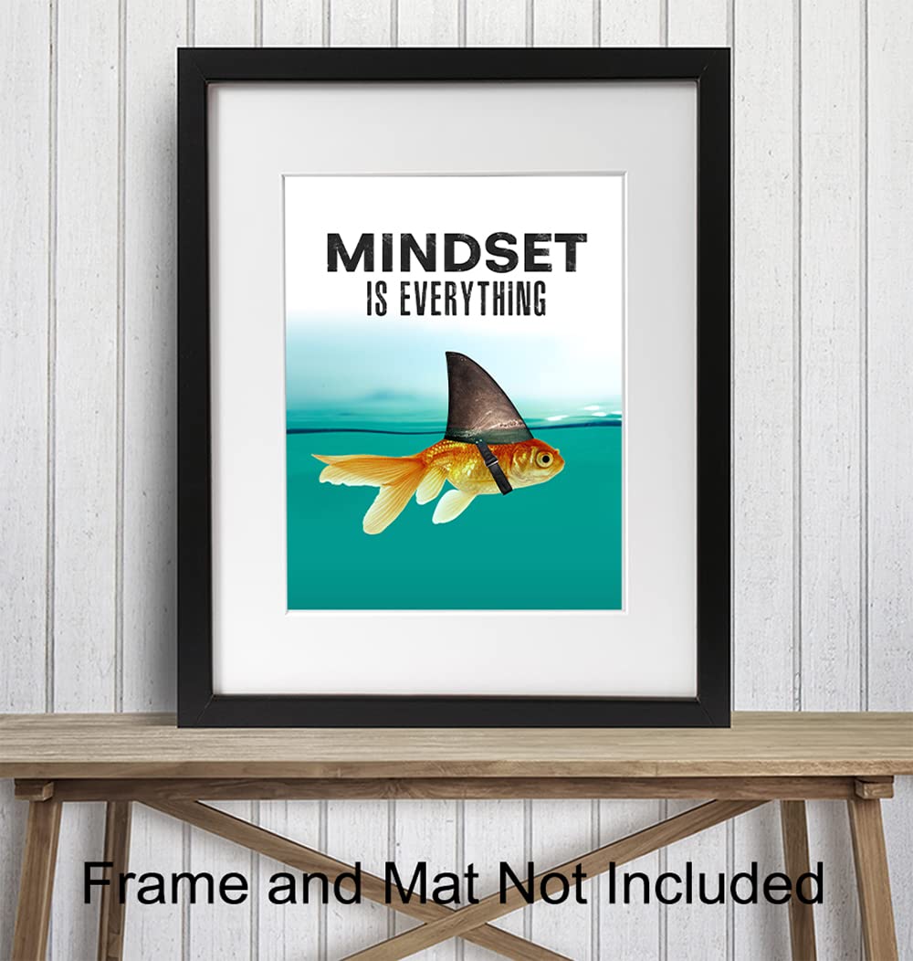 Motivational Wall Art Posters for Home, Office - Mindset is Everything - LARGE 11X14 - Inspirational Gifts for Men, Students - Entrepreneur Wall Art Decor - Uplifting Self-Improvement Positive Quotes
