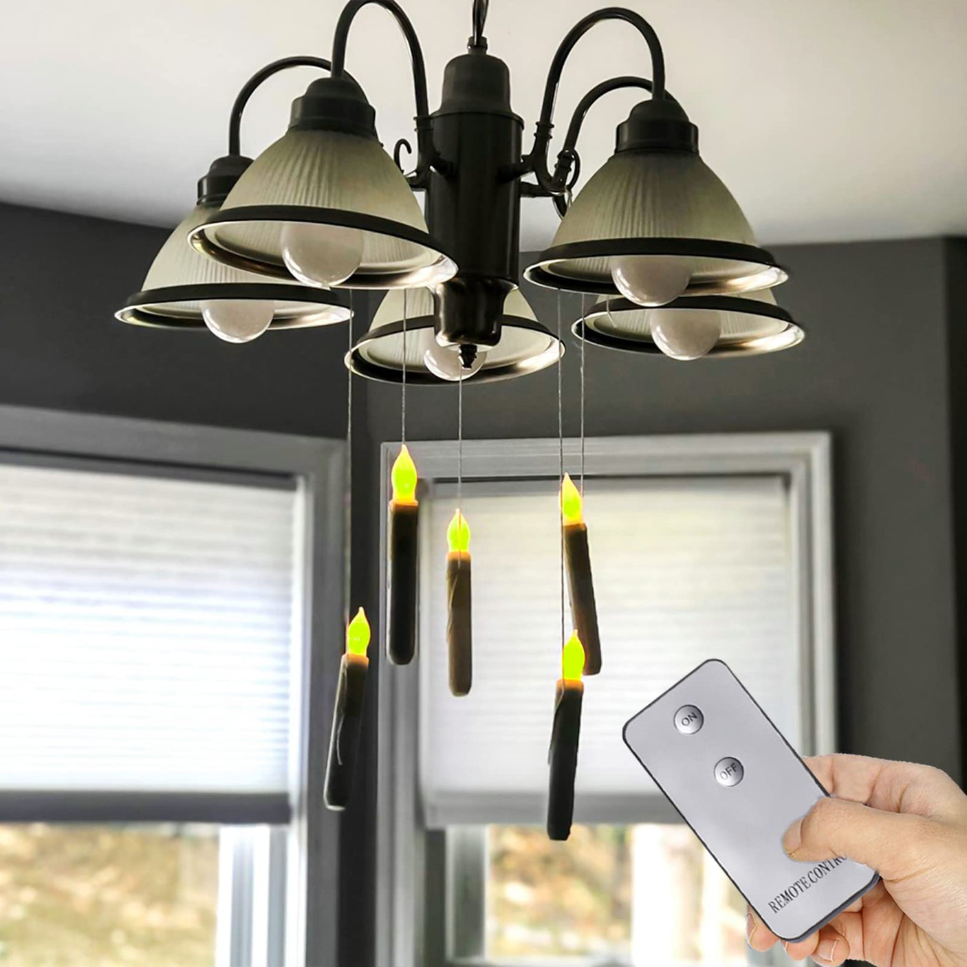 20 Pcs Floating Candles with Wand, Hanging Candles with Timer, Magic Deco Candles Flickering Warm Light, Flameless Taper Candles with Wand Remote, LED Candlesticks for Birthday Halloween Party Decor