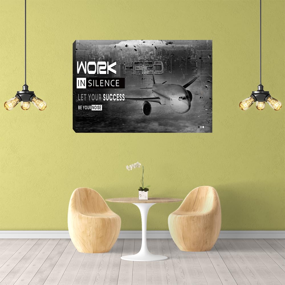 Success Tree Inspirational Quote Canvas Wall Art Motivational Motto Painting Inspiring Entrepreneur Posters Prints Artwork Decor Framed for Home Office Classroom Ready to Hang - 12" Wx18 H