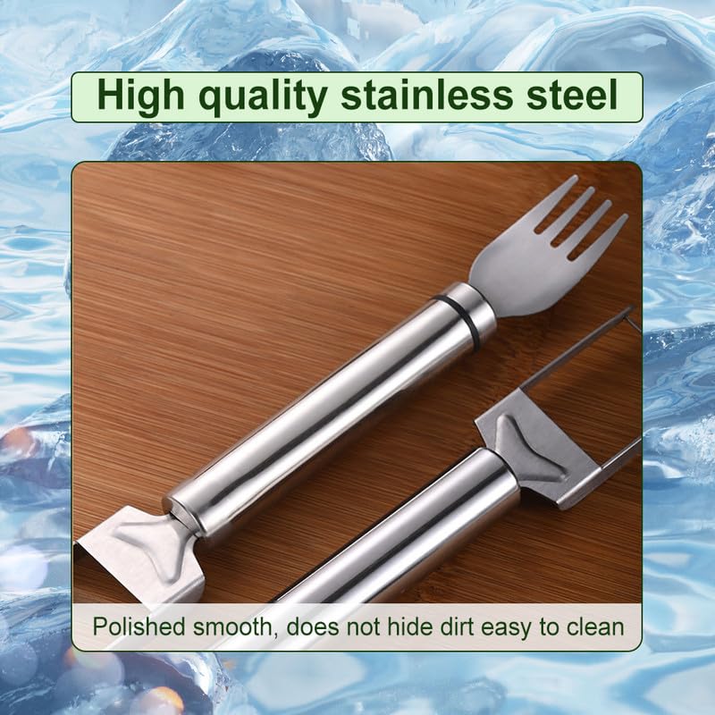 Upgraded 2-in-1 Stainless Steel Fruit Cutter, 2024 New Watermelon Fork Slicer Cutter Slicer Tool, Dual Head Fruit Forks Slicer Knife with Round Handle (2 PCS)