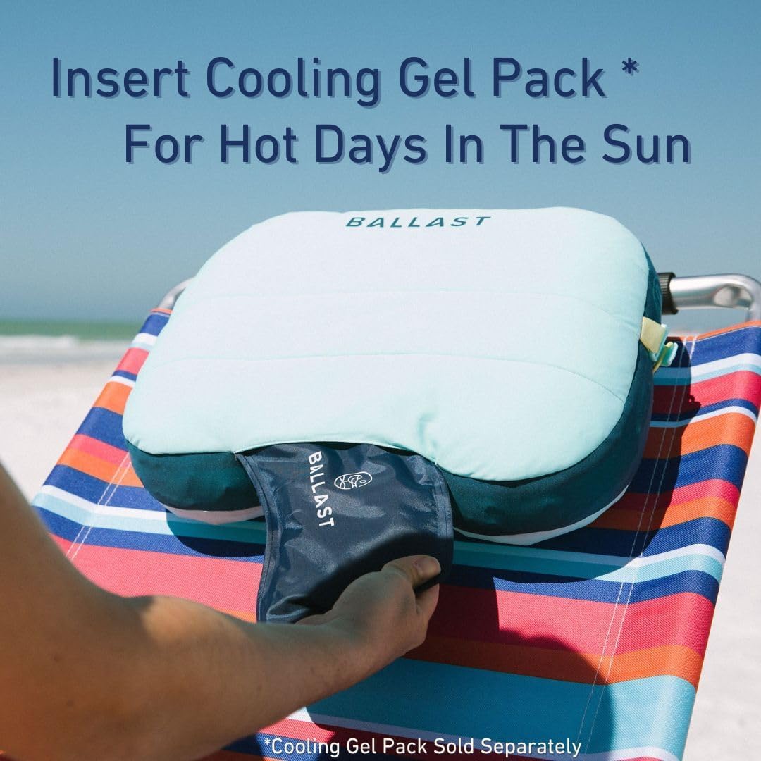 Ballast Beach Pillow – Comfy, Durable & Compact, Stays Put on Windy Beaches with Patented Sand Pouch, Inflatable Pillow for Beaches, Pools, Camping, Festivals and Travel (Island Paradise)
