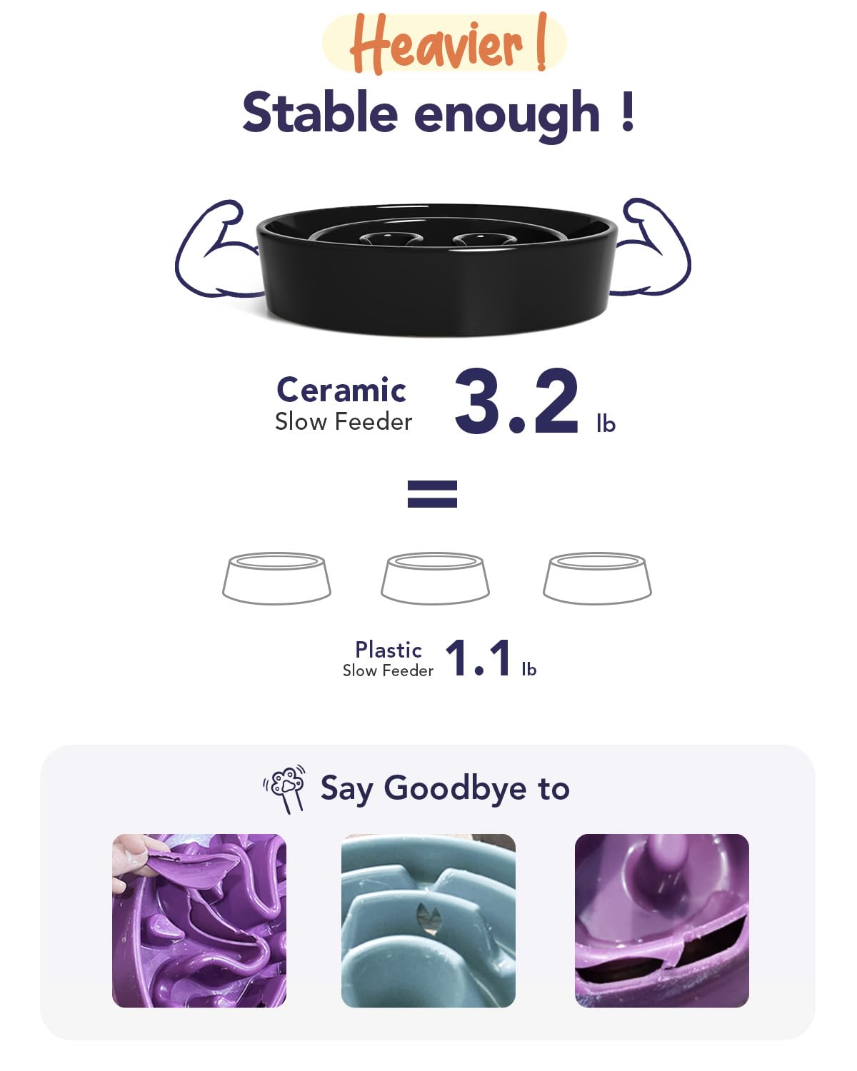 LE TAUCI Dog Bowls Slow Feeder Ceramic, 1.5 Cups Slow Feeding Dog Bowl Small Medium Breed, Puppy Slow Feeder Bowl for Fast Eater, Dog Dishes to Slow Down Eating, Puzzle Dog Food Bowl, Maze Purple