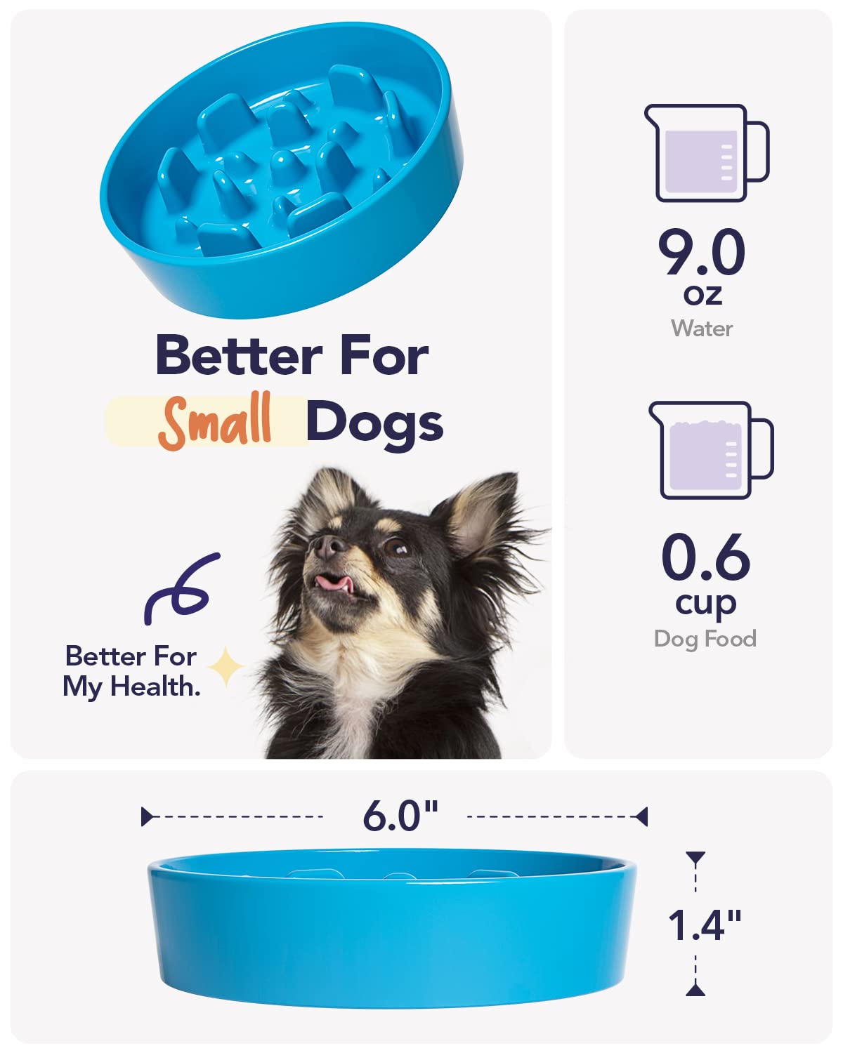 LE TAUCI Dog Bowls Slow Feeder Ceramic, 1.5 Cups Slow Feeding Dog Bowl Small Medium Breed, Puppy Slow Feeder Bowl for Fast Eater, Dog Dishes to Slow Down Eating, Puzzle Dog Food Bowl, Maze Purple
