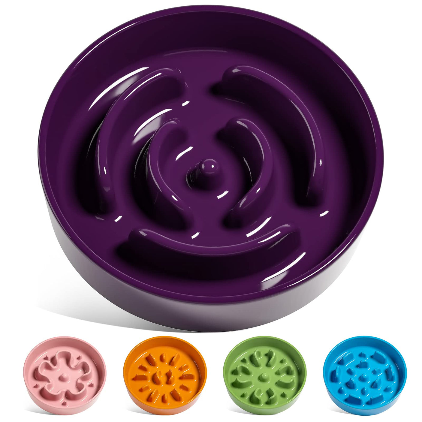 LE TAUCI Dog Bowls Slow Feeder Ceramic, 1.5 Cups Slow Feeding Dog Bowl Small Medium Breed, Puppy Slow Feeder Bowl for Fast Eater, Dog Dishes to Slow Down Eating, Puzzle Dog Food Bowl, Maze Purple