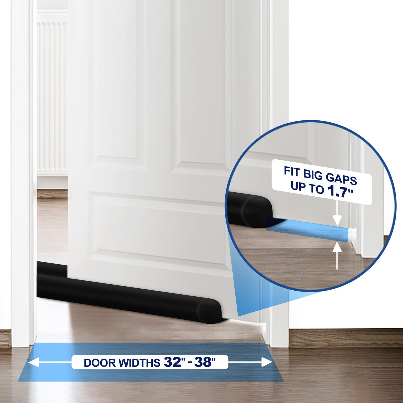 MAXTID Large Door Draft Stopper for Bottom of Doors 36” Under Door Draft Noise Blocker Black Gap Stoppers Door Draft Guard for Bottom of Doors Adjustable Door Seal Sweep Draft Home Essentials Gadgets