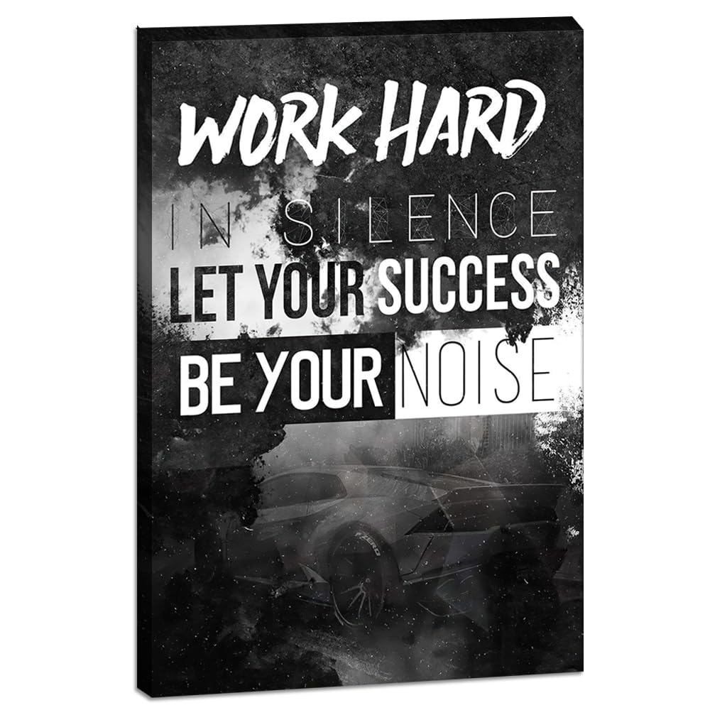Success Tree Inspirational Quote Canvas Wall Art Motivational Motto Painting Inspiring Entrepreneur Posters Prints Artwork Decor Framed for Home Office Classroom Ready to Hang - 12" Wx18 H