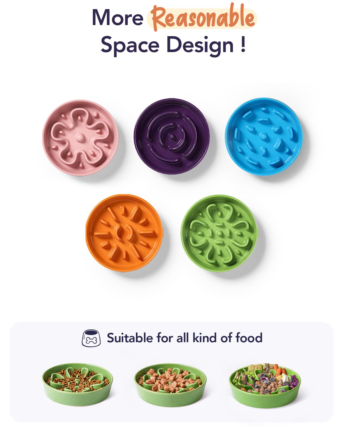 LE TAUCI Dog Bowls Slow Feeder Ceramic, 1.5 Cups Slow Feeding Dog Bowl Small Medium Breed, Puppy Slow Feeder Bowl for Fast Eater, Dog Dishes to Slow Down Eating, Puzzle Dog Food Bowl, Maze Purple