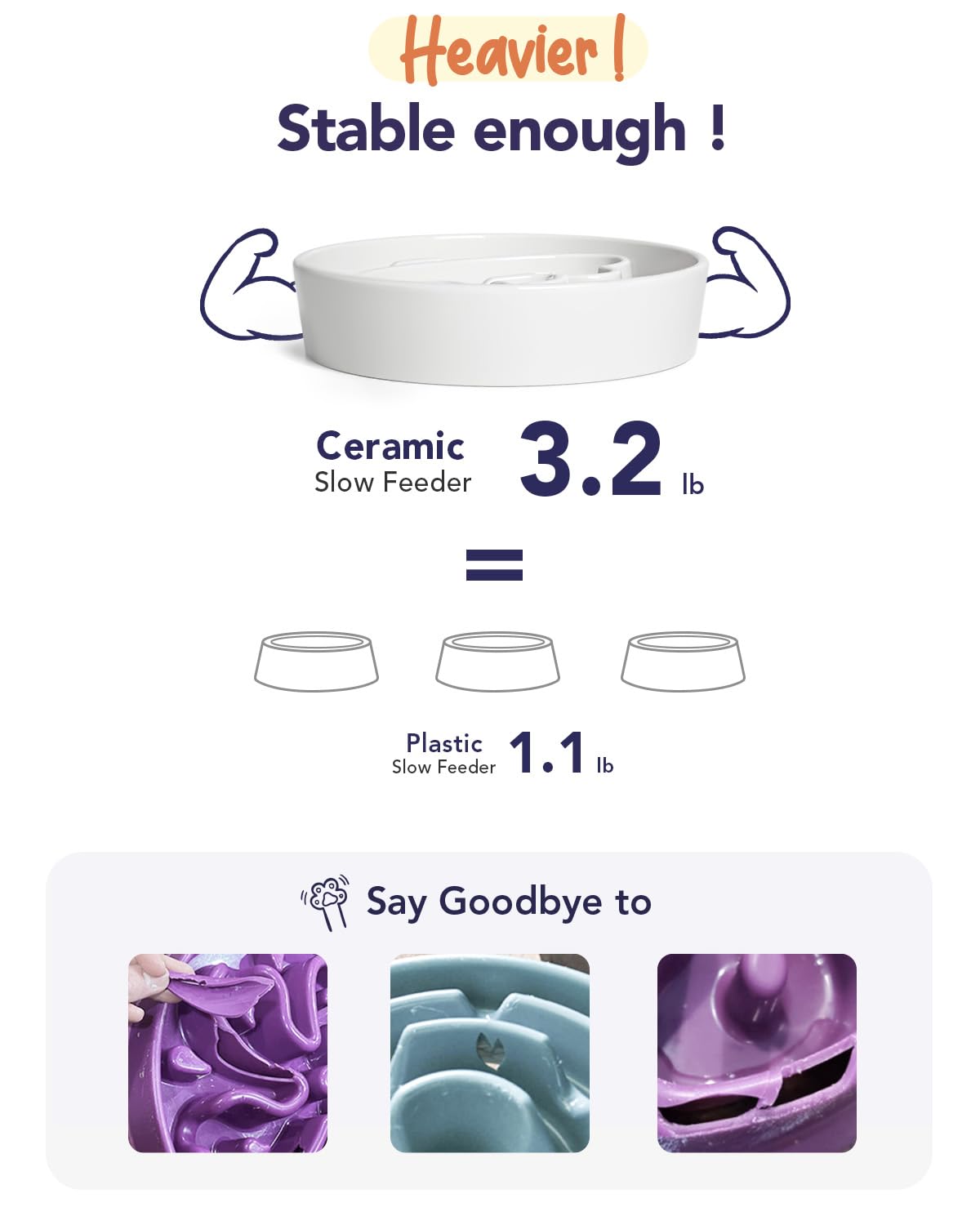 LE TAUCI Dog Bowls Slow Feeder Ceramic, 1.5 Cups Slow Feeding Dog Bowl Small Medium Breed, Puppy Slow Feeder Bowl for Fast Eater, Dog Dishes to Slow Down Eating, Puzzle Dog Food Bowl, Maze Purple