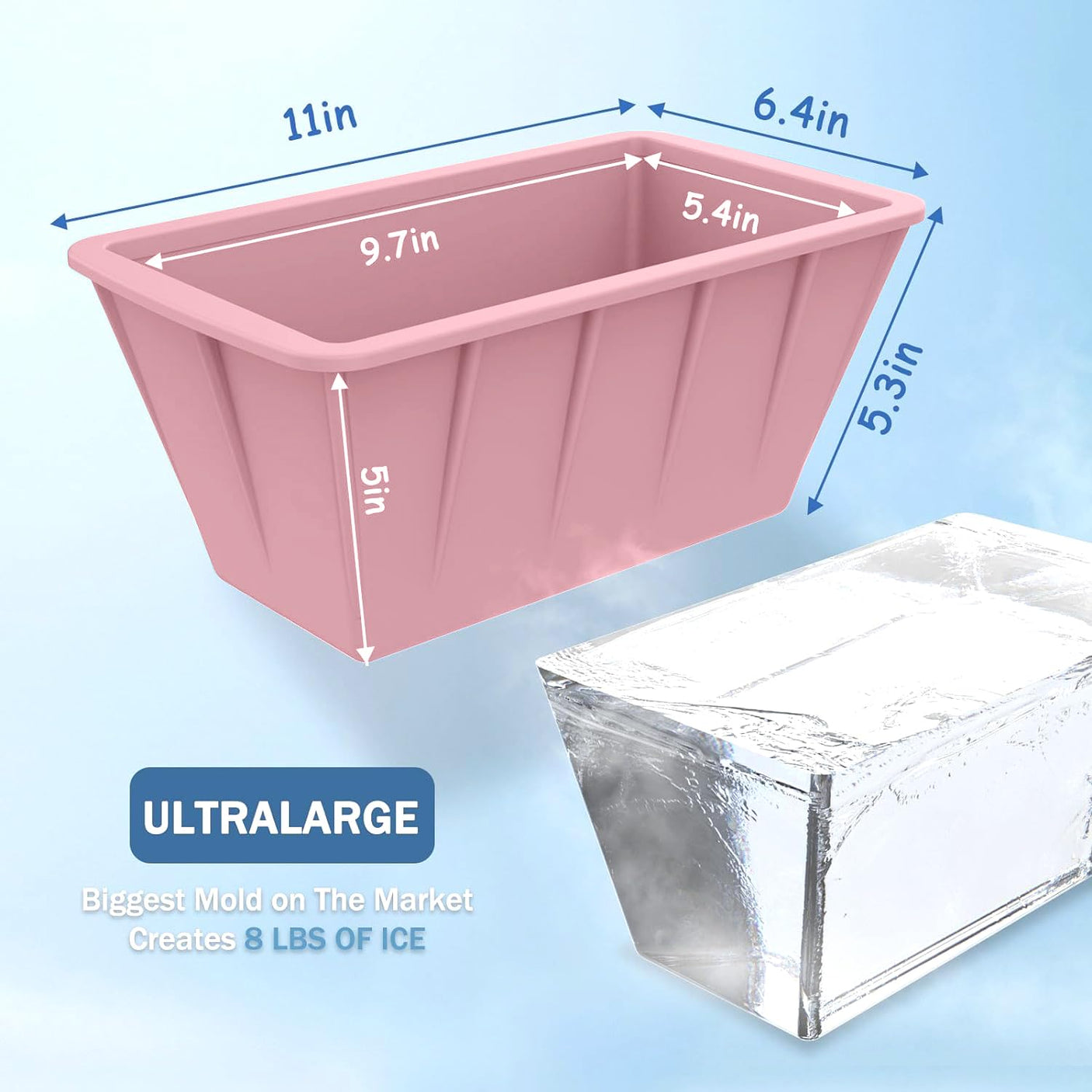 Extra Large Ice Cube Molds 4Pack 32LB Silicone Large Ice Cube Molds for Cold Plunge Tub,Reusable Ice Cube Trays for Freezer,Ice Block Molds for Home Ice Baths,Cold Plunge Accessories,Ice Bath Chiller