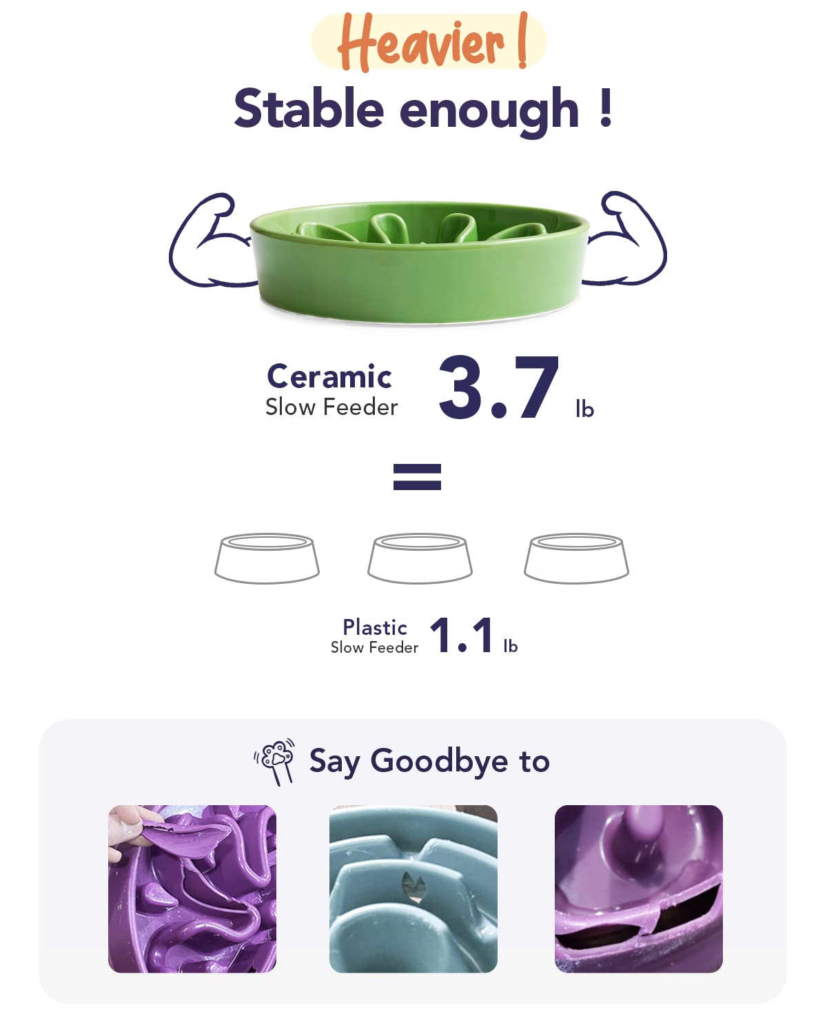 LE TAUCI Dog Bowls Slow Feeder Ceramic, 1.5 Cups Slow Feeding Dog Bowl Small Medium Breed, Puppy Slow Feeder Bowl for Fast Eater, Dog Dishes to Slow Down Eating, Puzzle Dog Food Bowl, Maze Purple
