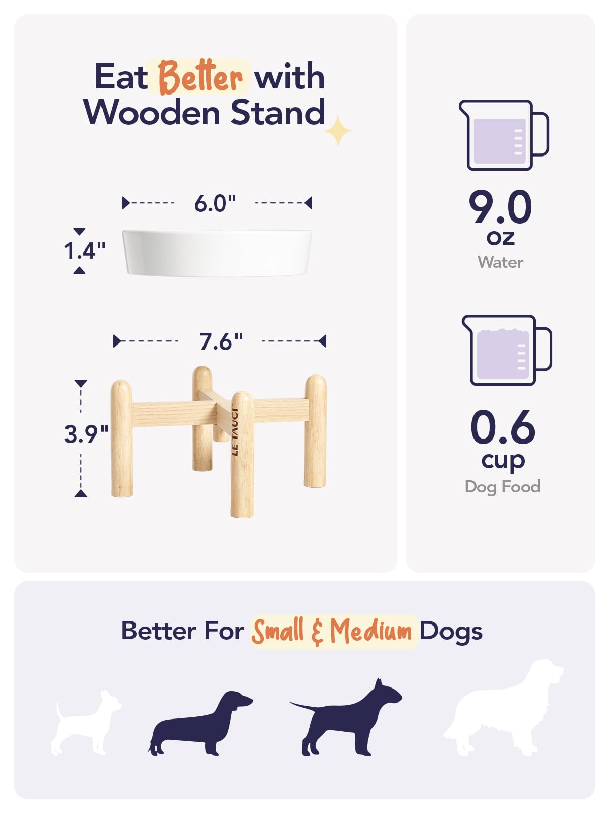 LE TAUCI Dog Bowls Slow Feeder Ceramic, 1.5 Cups Slow Feeding Dog Bowl Small Medium Breed, Puppy Slow Feeder Bowl for Fast Eater, Dog Dishes to Slow Down Eating, Puzzle Dog Food Bowl, Maze Purple