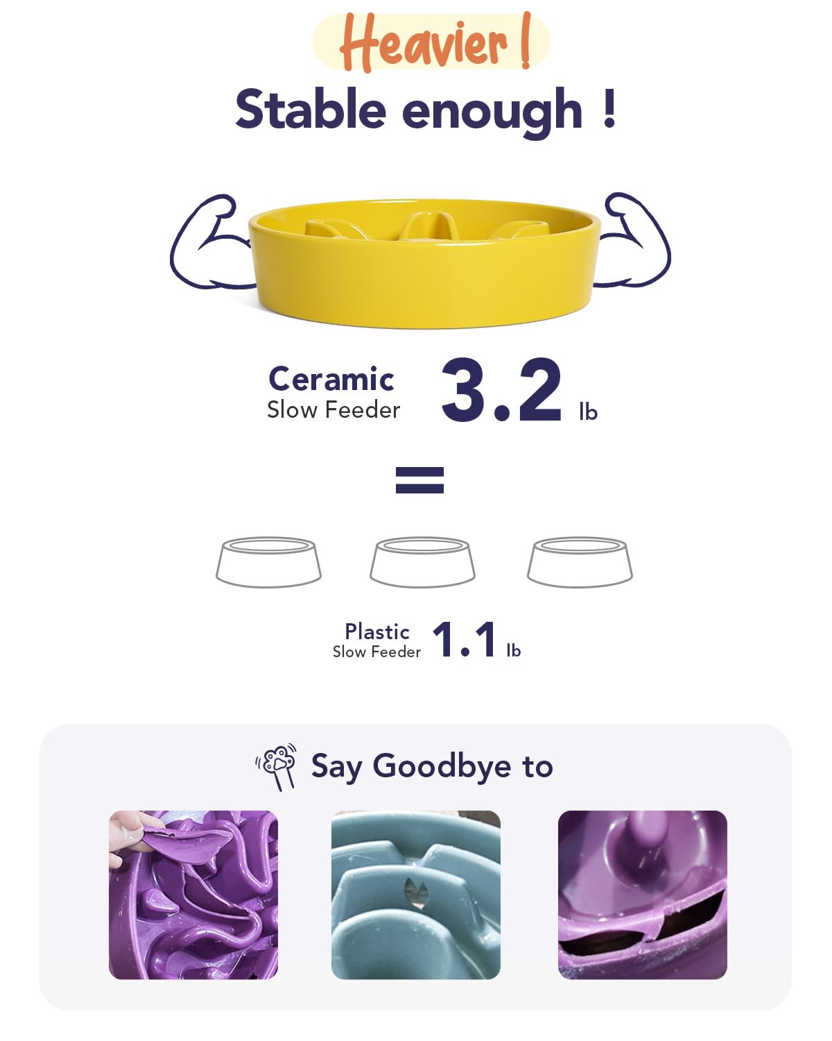 LE TAUCI Dog Bowls Slow Feeder Ceramic, 1.5 Cups Slow Feeding Dog Bowl Small Medium Breed, Puppy Slow Feeder Bowl for Fast Eater, Dog Dishes to Slow Down Eating, Puzzle Dog Food Bowl, Maze Purple