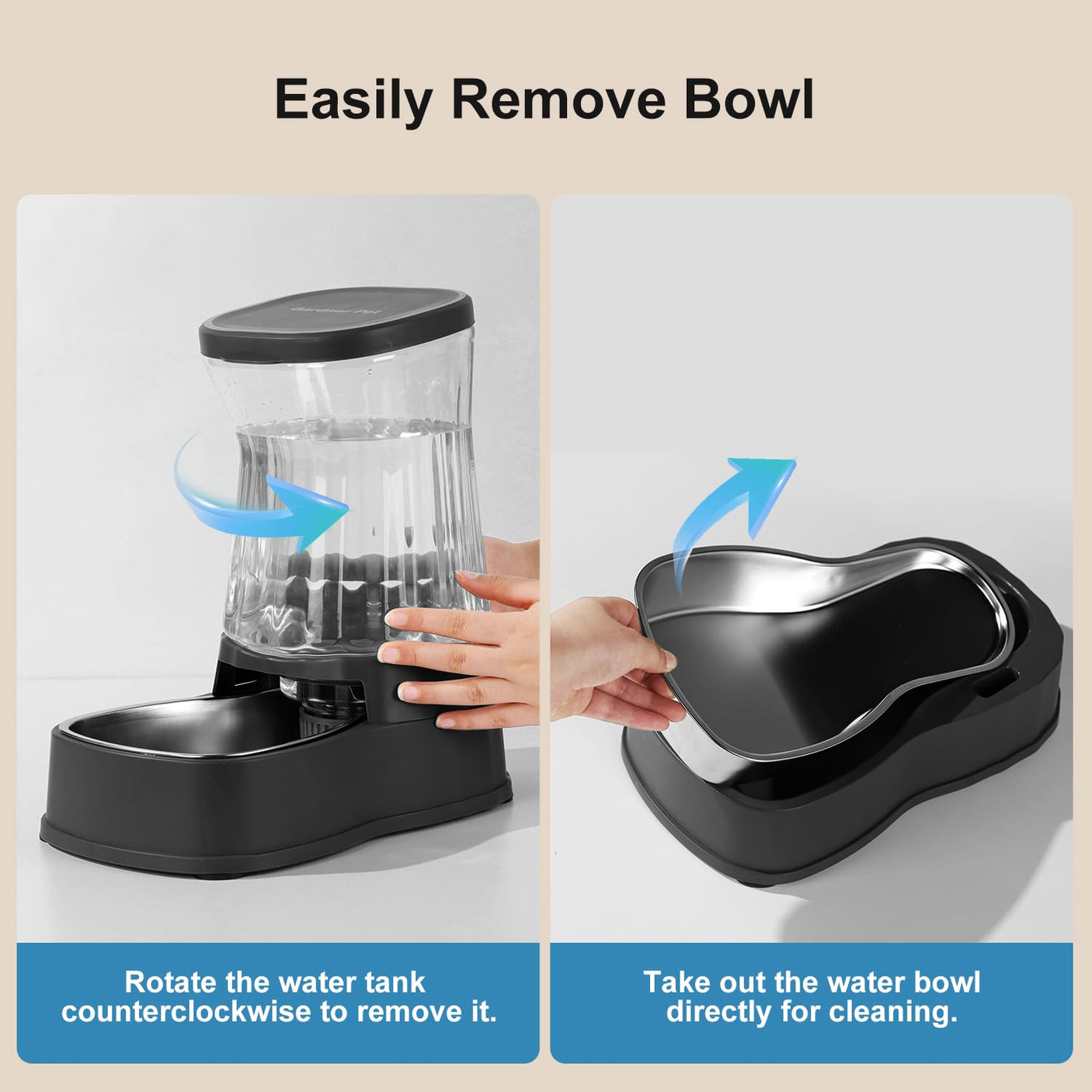 Gardner Pet Automatic Dog Water Dispenser Gravity Stainless Steel Water Waterer Feeder, 100% BPA-Free Large Capacity Water Feeding Bowls for Medium & Large-Sized Dogs Cats Other Pets -(1 Gallon)