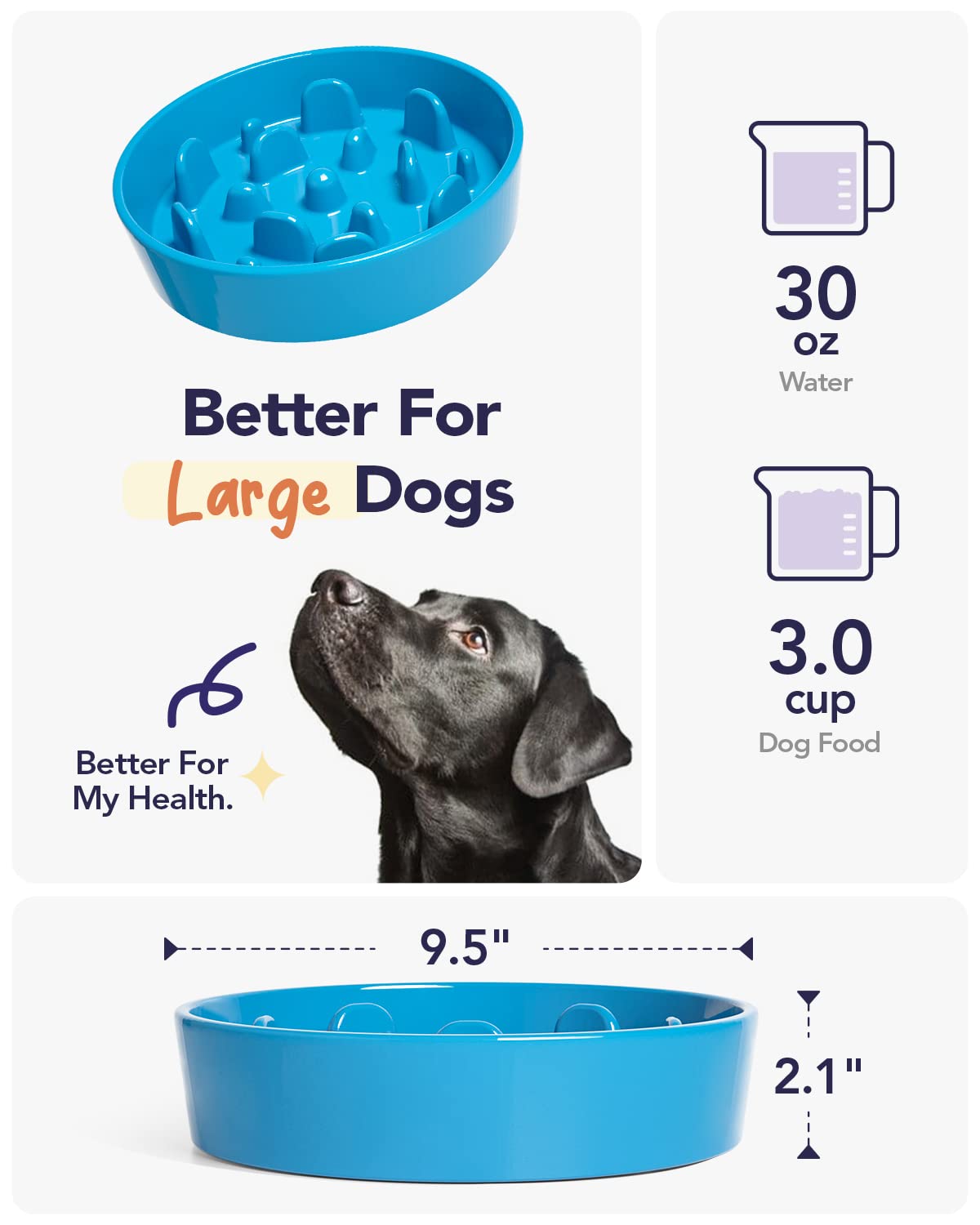 LE TAUCI Dog Bowls Slow Feeder Ceramic, 1.5 Cups Slow Feeding Dog Bowl Small Medium Breed, Puppy Slow Feeder Bowl for Fast Eater, Dog Dishes to Slow Down Eating, Puzzle Dog Food Bowl, Maze Purple