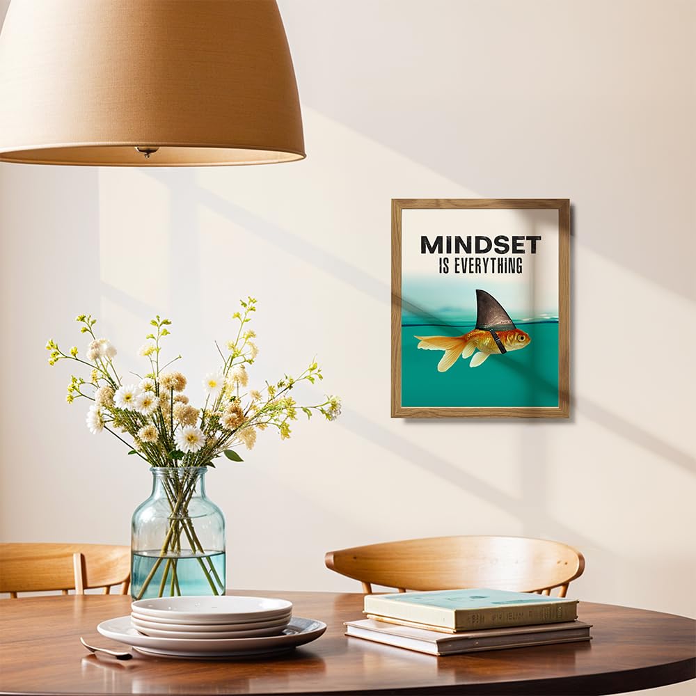 Motivational Wall Art Posters for Home, Office - Mindset is Everything - LARGE 11X14 - Inspirational Gifts for Men, Students - Entrepreneur Wall Art Decor - Uplifting Self-Improvement Positive Quotes