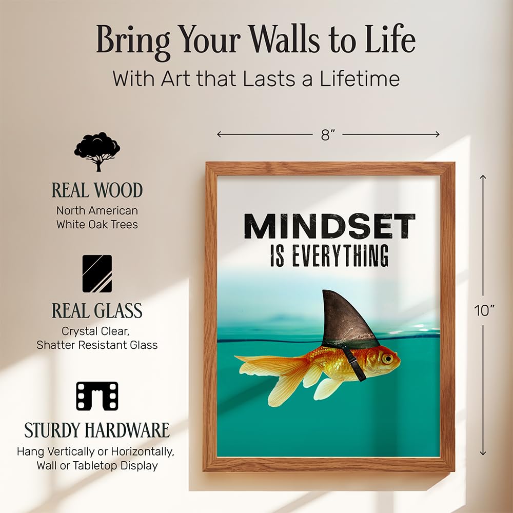 Motivational Wall Art Posters for Home, Office - Mindset is Everything - LARGE 11X14 - Inspirational Gifts for Men, Students - Entrepreneur Wall Art Decor - Uplifting Self-Improvement Positive Quotes