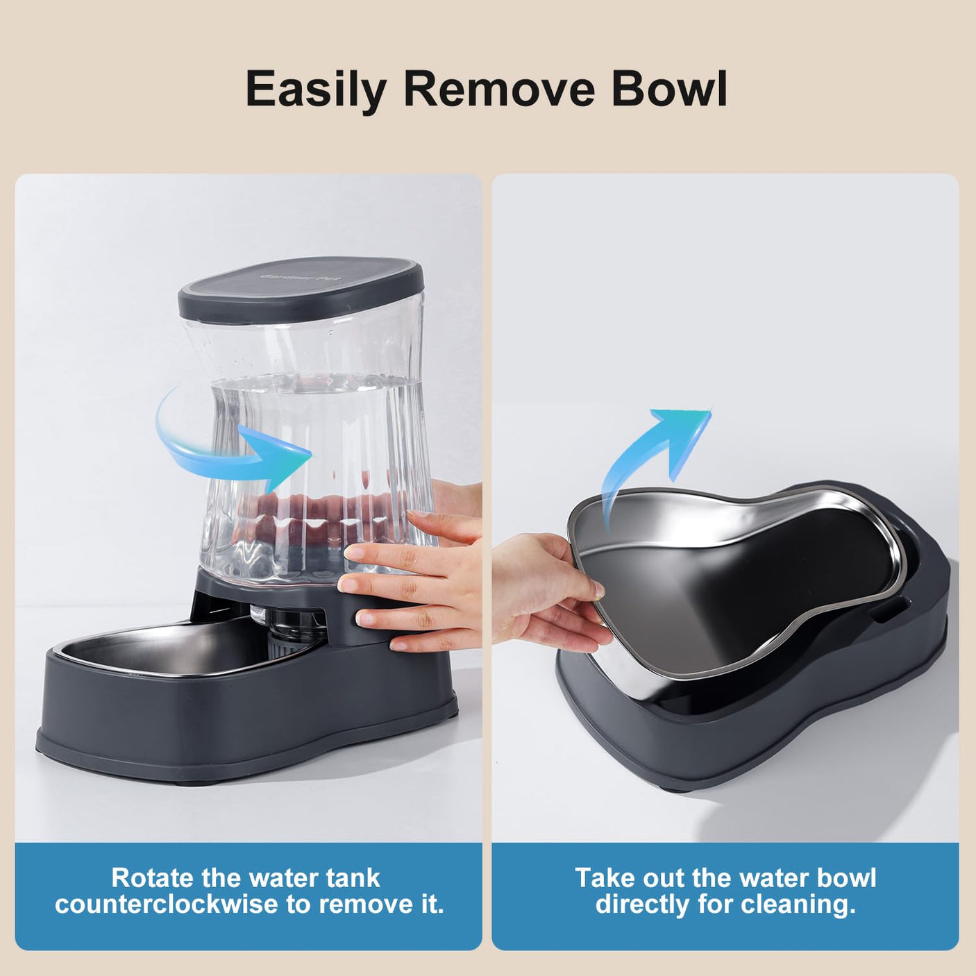 Gardner Pet Automatic Dog Water Dispenser Gravity Stainless Steel Water Waterer Feeder, 100% BPA-Free Large Capacity Water Feeding Bowls for Medium & Large-Sized Dogs Cats Other Pets -(1 Gallon)
