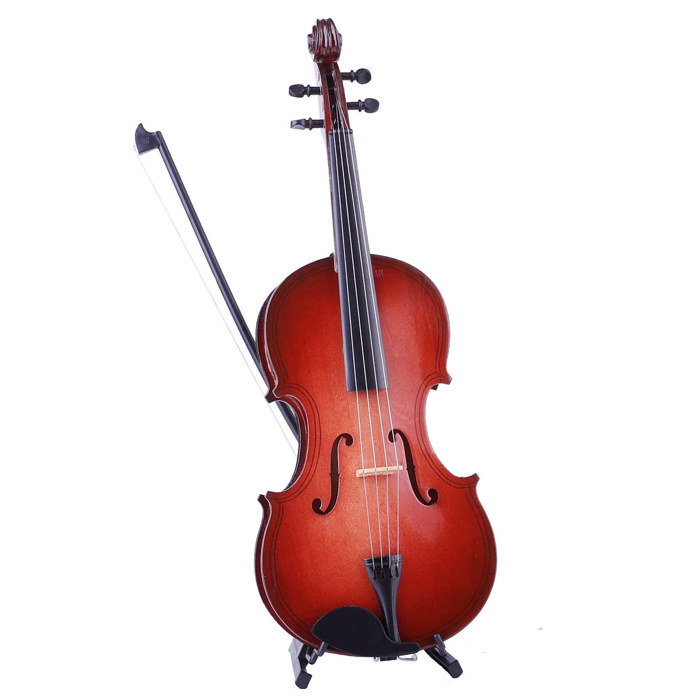 Wooden Miniature Violin with Stand, Bow and Case Mini Musical Instrument Violin Replica Collectible Figurines Dollhouse Accessories Model Home Decoration Display Ornament (3.15"x1.18"x0.59")