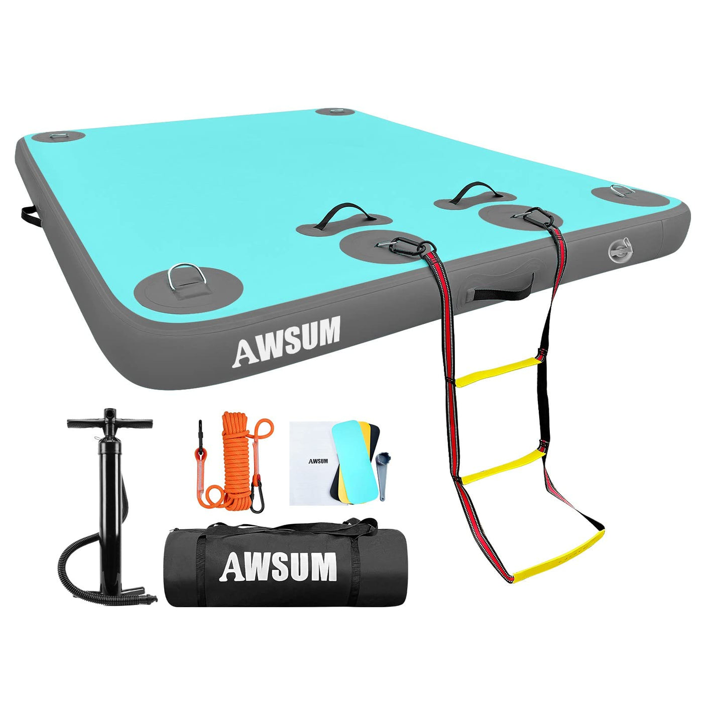 AWSUM Inflatable Floating Dock Air Dock Platform Floating Island Raft with None-Slip Surface for Pool Beach Ocean