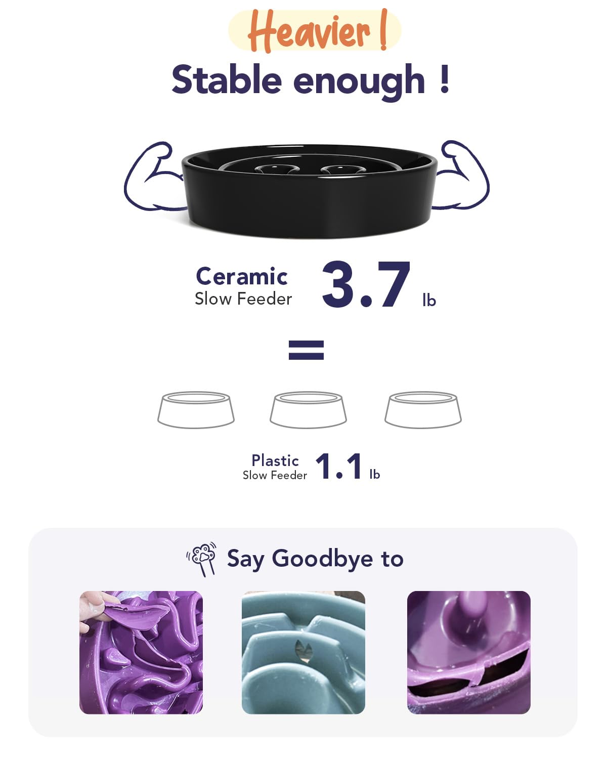 LE TAUCI Dog Bowls Slow Feeder Ceramic, 1.5 Cups Slow Feeding Dog Bowl Small Medium Breed, Puppy Slow Feeder Bowl for Fast Eater, Dog Dishes to Slow Down Eating, Puzzle Dog Food Bowl, Maze Purple