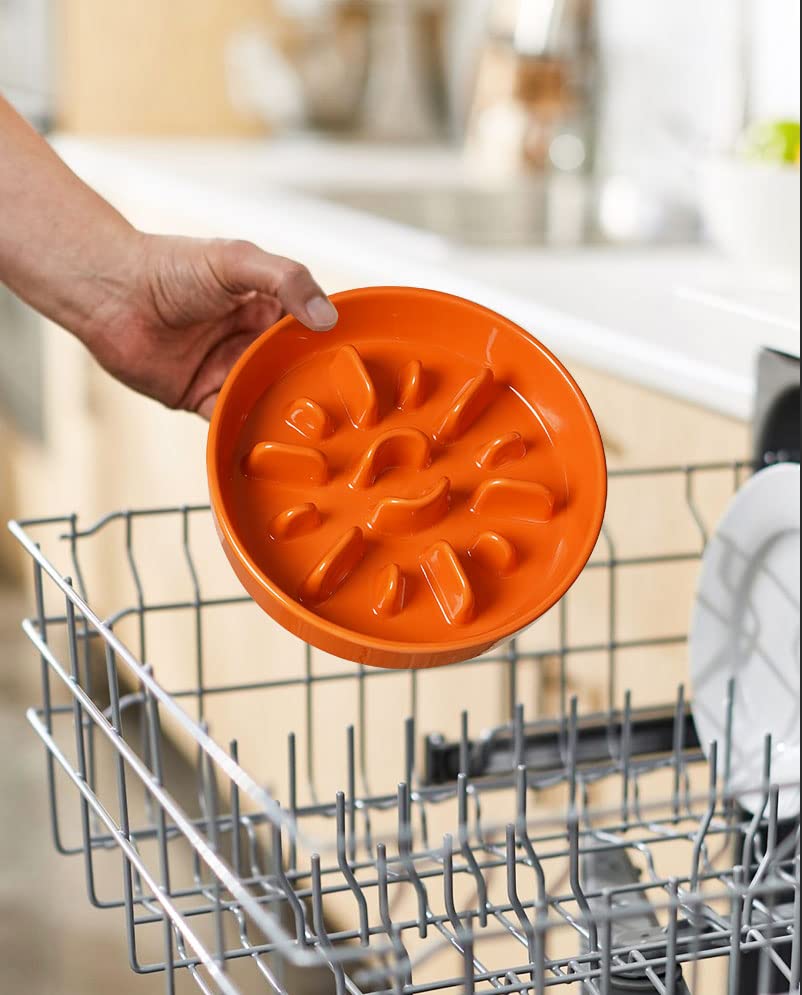 LE TAUCI Dog Bowls Slow Feeder Ceramic, 1.5 Cups Slow Feeding Dog Bowl Small Medium Breed, Puppy Slow Feeder Bowl for Fast Eater, Dog Dishes to Slow Down Eating, Puzzle Dog Food Bowl, Maze Purple