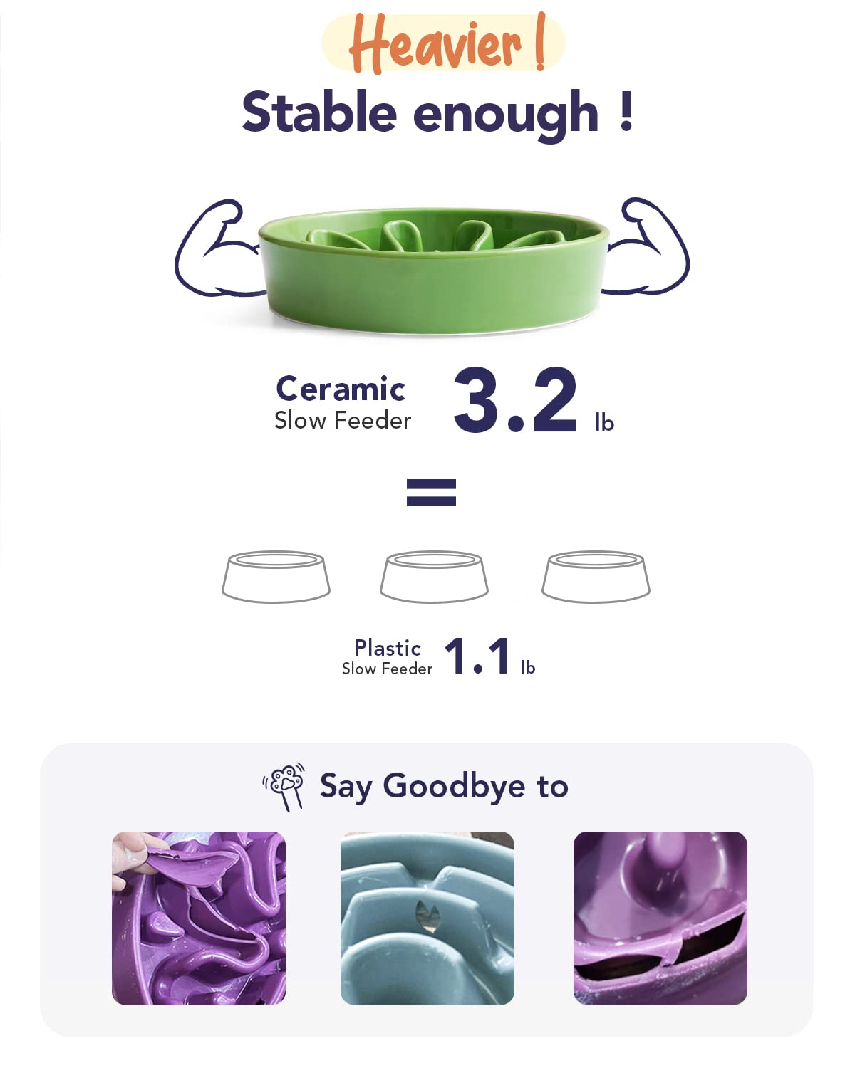 LE TAUCI Dog Bowls Slow Feeder Ceramic, 1.5 Cups Slow Feeding Dog Bowl Small Medium Breed, Puppy Slow Feeder Bowl for Fast Eater, Dog Dishes to Slow Down Eating, Puzzle Dog Food Bowl, Maze Purple