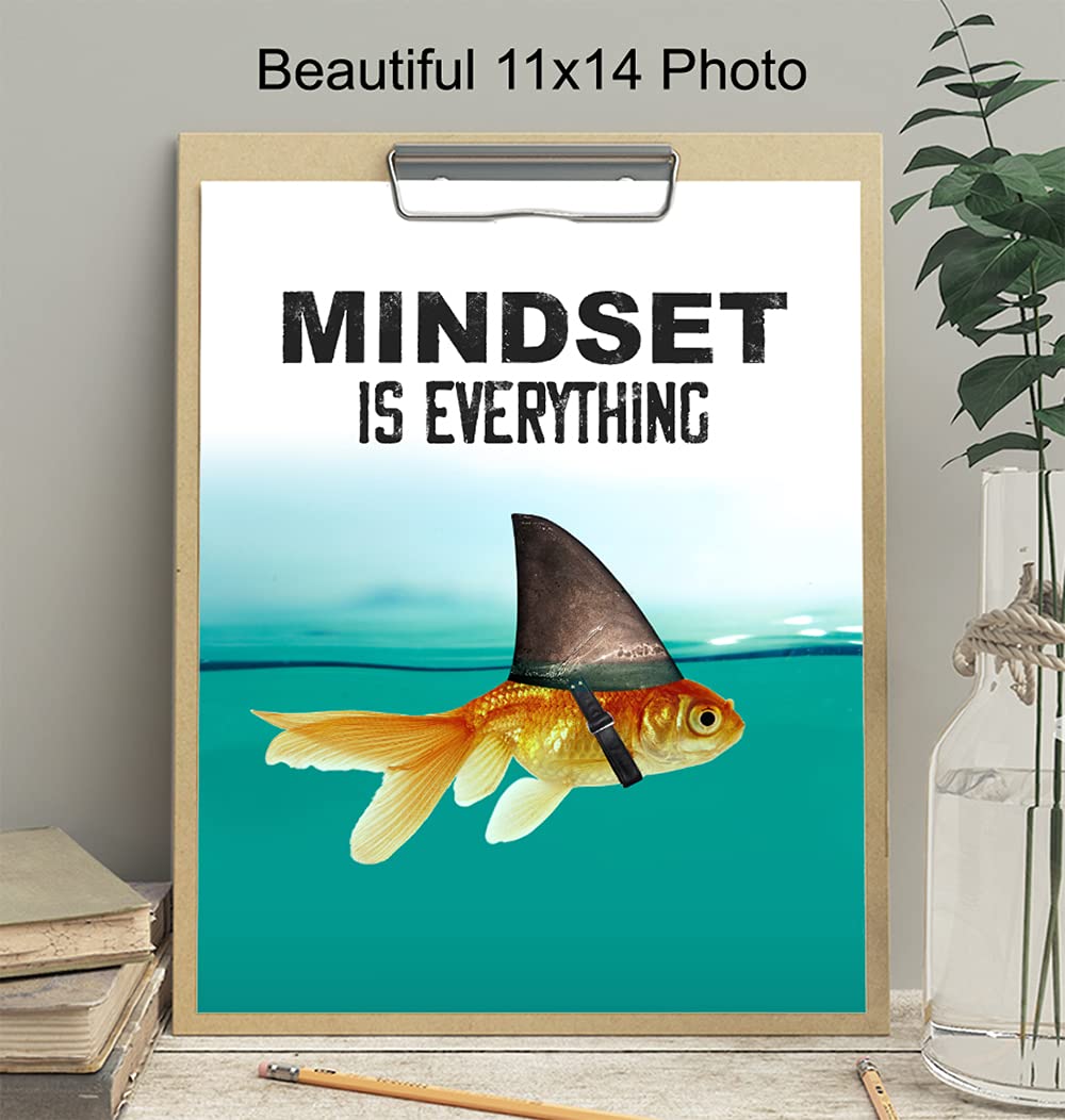Motivational Wall Art Posters for Home, Office - Mindset is Everything - LARGE 11X14 - Inspirational Gifts for Men, Students - Entrepreneur Wall Art Decor - Uplifting Self-Improvement Positive Quotes