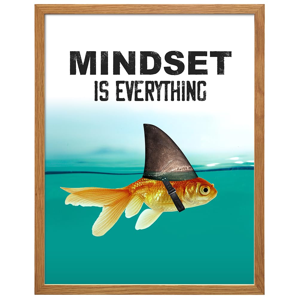 Motivational Wall Art Posters for Home, Office - Mindset is Everything - LARGE 11X14 - Inspirational Gifts for Men, Students - Entrepreneur Wall Art Decor - Uplifting Self-Improvement Positive Quotes