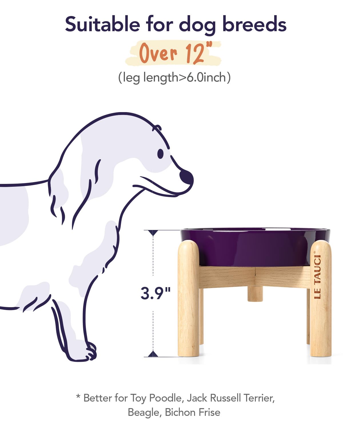 LE TAUCI Dog Bowls Slow Feeder Ceramic, 1.5 Cups Slow Feeding Dog Bowl Small Medium Breed, Puppy Slow Feeder Bowl for Fast Eater, Dog Dishes to Slow Down Eating, Puzzle Dog Food Bowl, Maze Purple