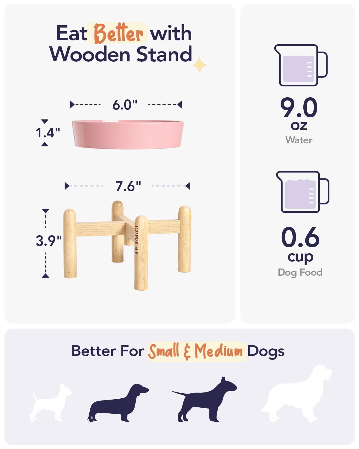 LE TAUCI Dog Bowls Slow Feeder Ceramic, 1.5 Cups Slow Feeding Dog Bowl Small Medium Breed, Puppy Slow Feeder Bowl for Fast Eater, Dog Dishes to Slow Down Eating, Puzzle Dog Food Bowl, Maze Purple