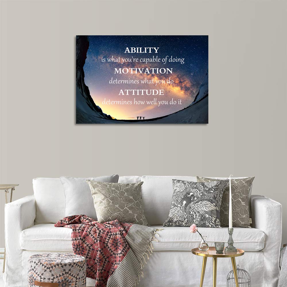 Success Tree Inspirational Quote Canvas Wall Art Motivational Motto Painting Inspiring Entrepreneur Posters Prints Artwork Decor Framed for Home Office Classroom Ready to Hang - 12" Wx18 H