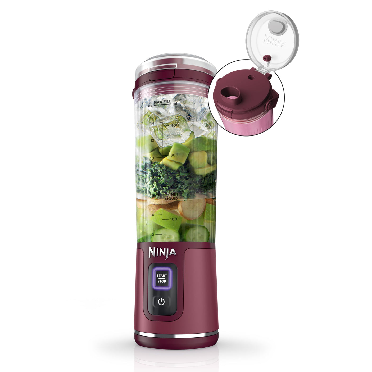 Ninja BC155PS Blast Two-Pack Portable Blender, Cordless, 18oz. Vessel, Personal Blender-for Shakes & Smoothies, BPA Free, Leakproof-Lid & Sip Spout, Rechargeable, Dishwasher Safe Parts, Peach & Stone