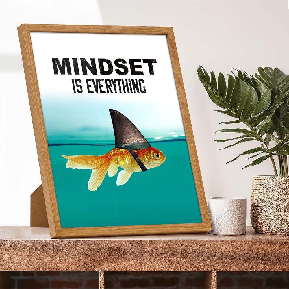 Motivational Wall Art Posters for Home, Office - Mindset is Everything - LARGE 11X14 - Inspirational Gifts for Men, Students - Entrepreneur Wall Art Decor - Uplifting Self-Improvement Positive Quotes