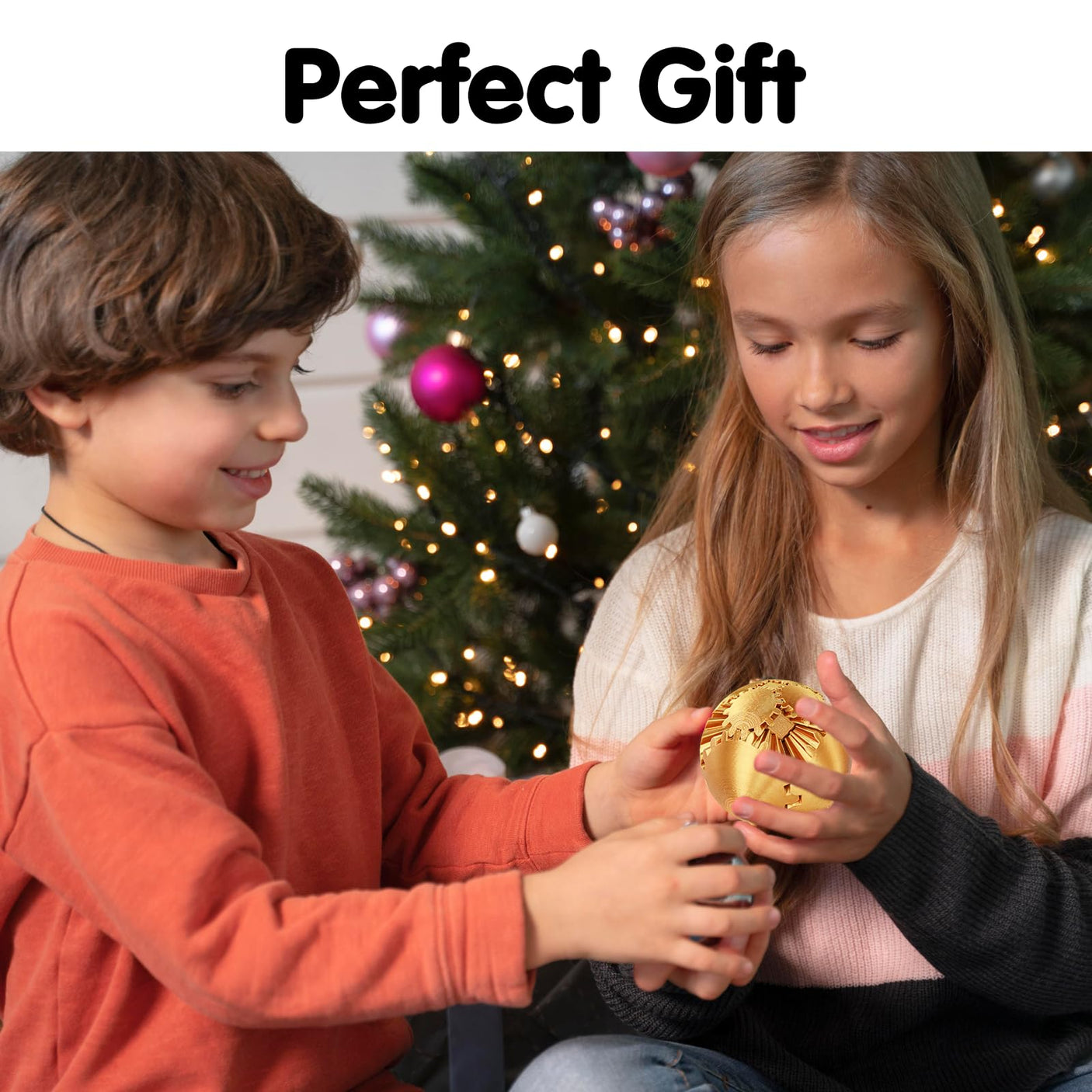 Gear Ball 3D Printed Cube Fidget Toy,Gear Sphere Fidget Toys,Sensory Toys for Stress and Anxiety Relief, Desk Toy Fidget Spinners,Stocking Stuffers for Adults & Kids Gift(Blue Green, 3.1 Inch)