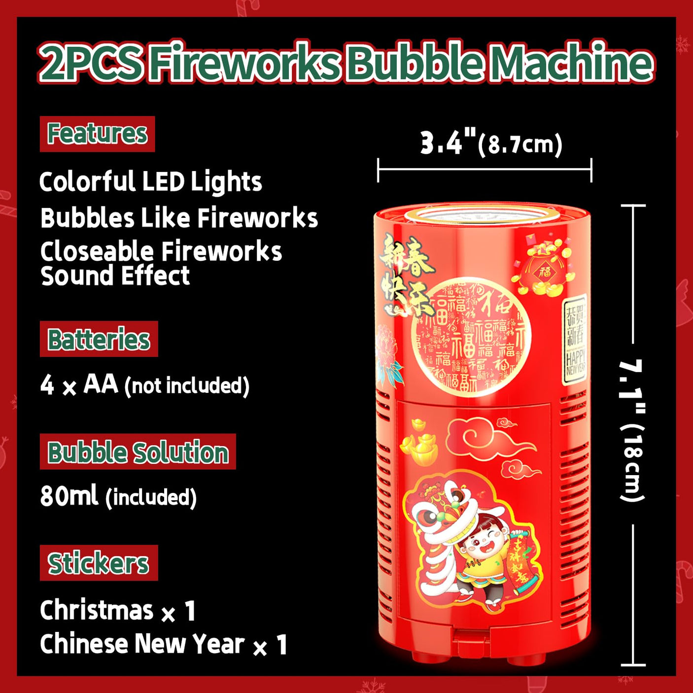 Fireworks Bubble Machine (13 Holes) with Dazzling RGB LED Lights, Automatic Sparklers Blower Toys, Portable Bubble Maker for Kids Party Wedding Christmas Chinese New Year, Birthday Balloons Decoration