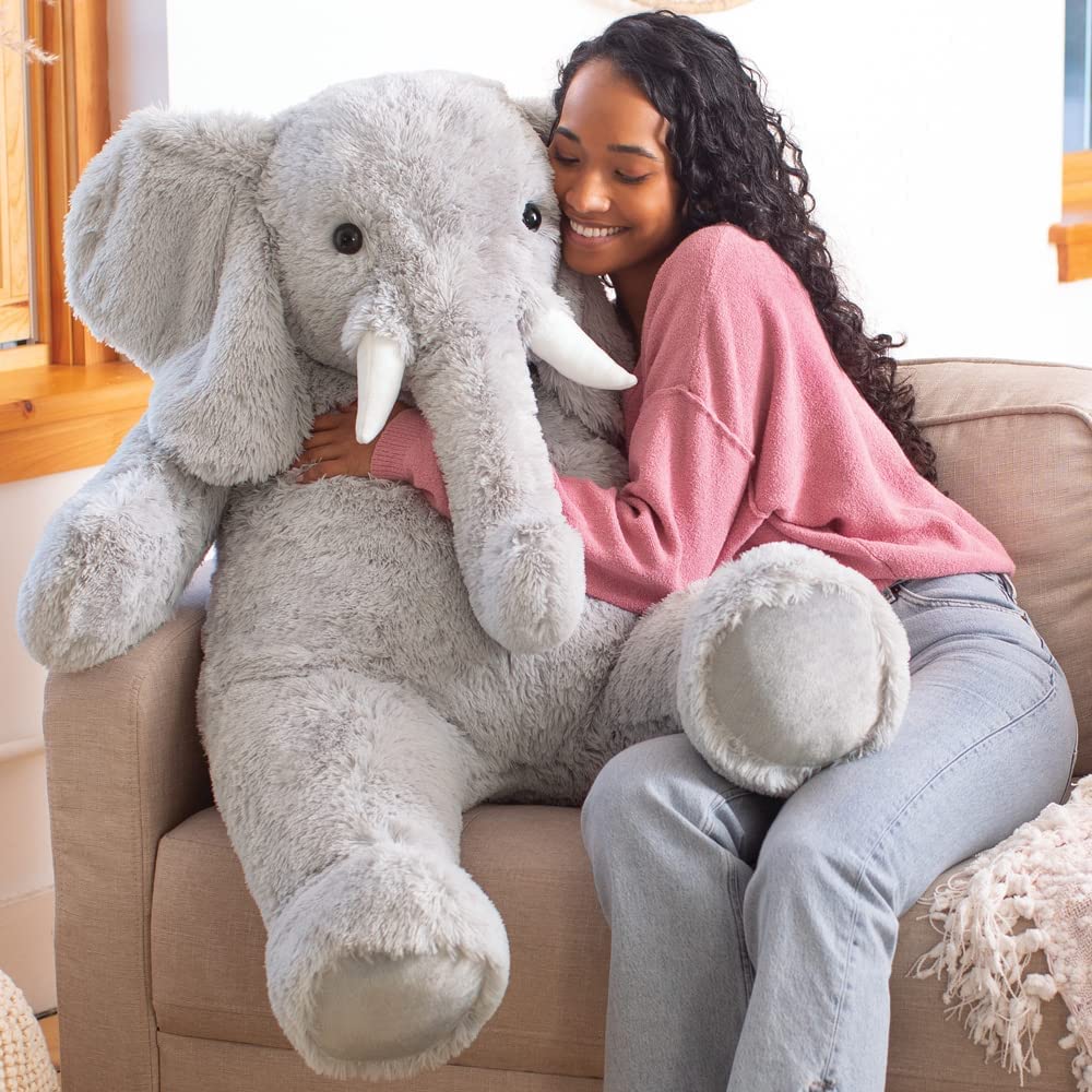 Vermont Teddy Bear Giant Elephant Stuffed Animal - 6 Foot Big Stuffed Elephant Plush from Giant Cuddle Collection - Collectible Plushies for Kids & Adults | Crafted in The USA