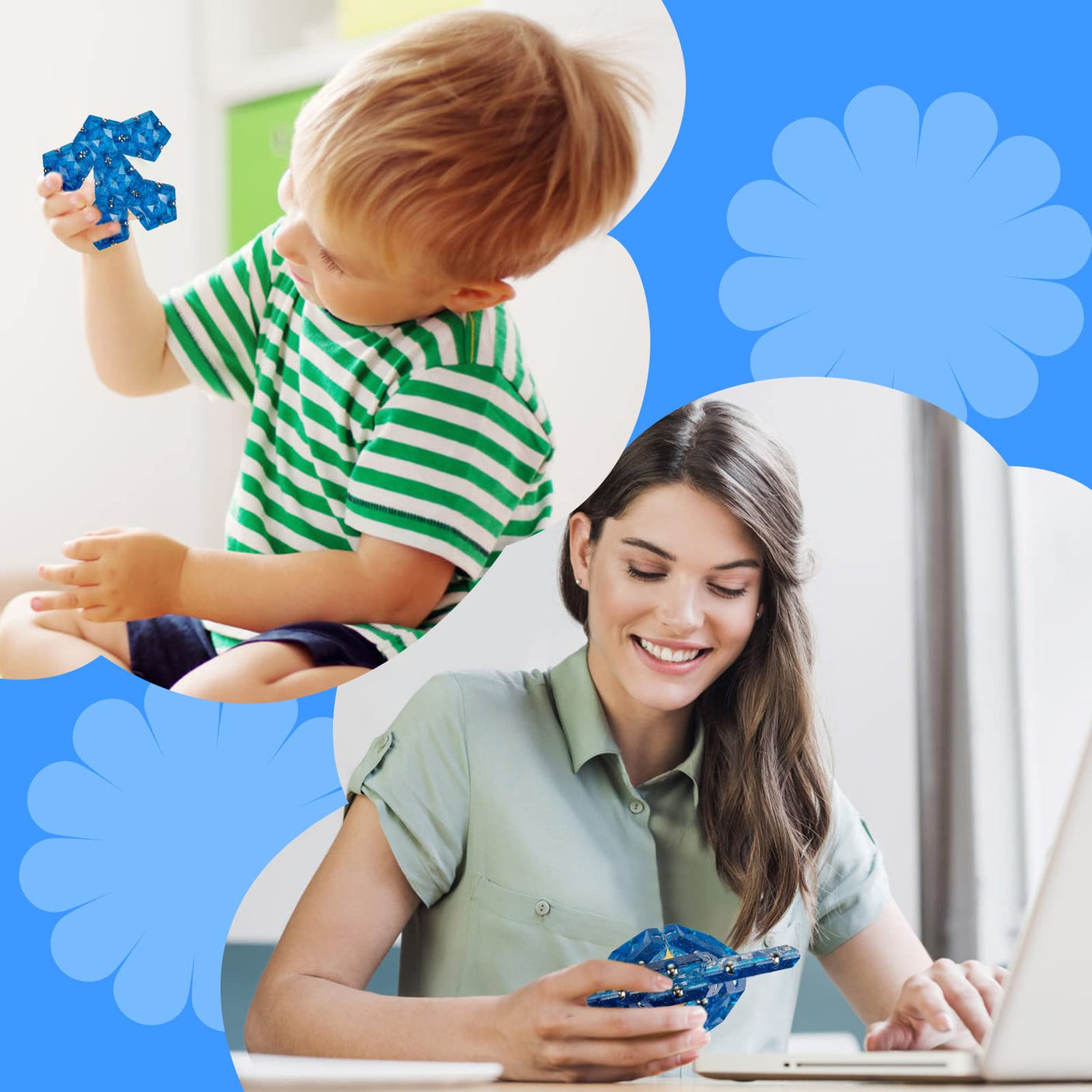 Magnetic Fidget Sphere Stress Relief Toys for Adults Kids, Anxiety Sensory Fidget Toys with Strong Neodymium Magnets, Desk ADHD Focus Tool Gift for Men Women (2.67'' Travel-Safe Toy Ball)