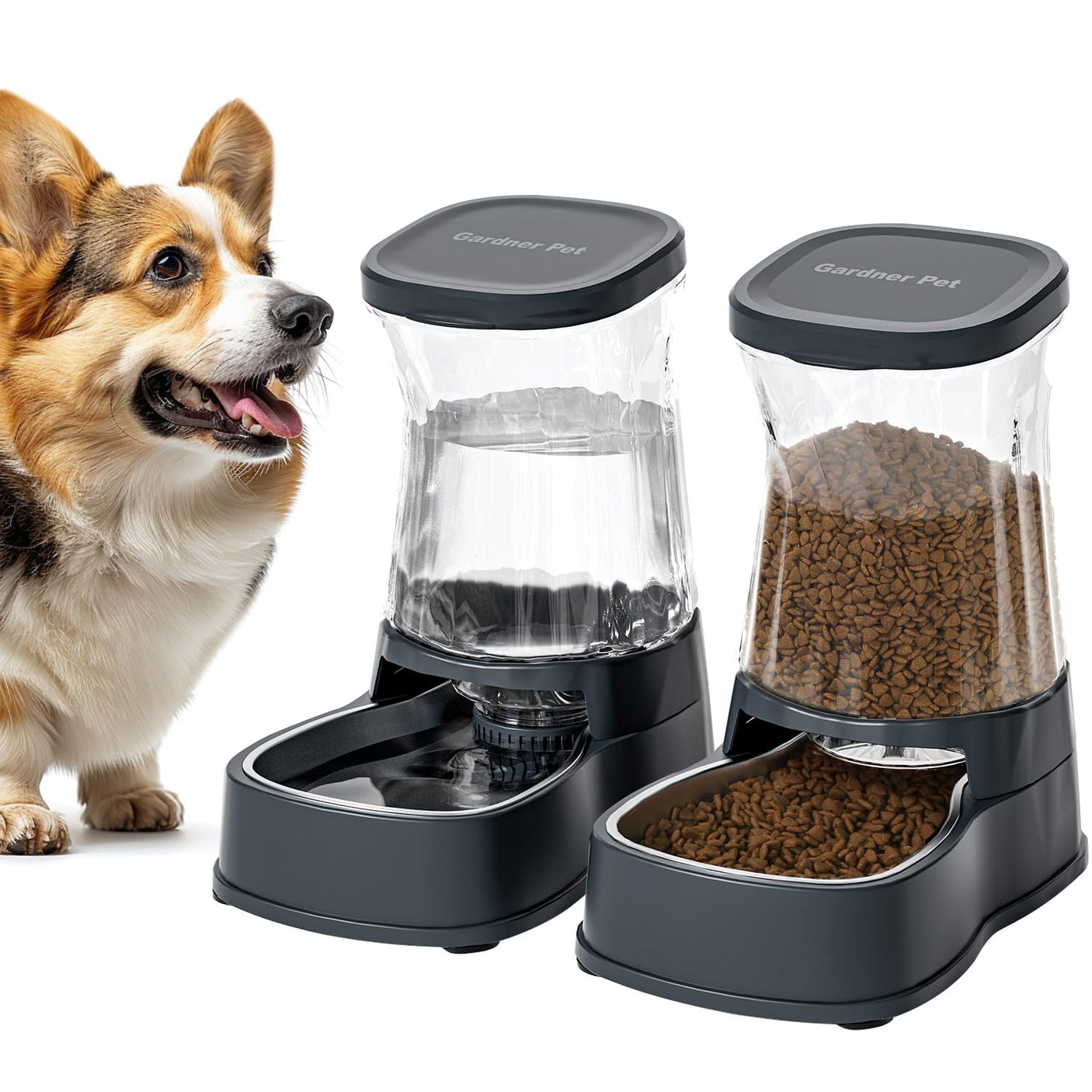 Gardner Pet Automatic Dog Water Dispenser Gravity Stainless Steel Water Waterer Feeder, 100% BPA-Free Large Capacity Water Feeding Bowls for Medium & Large-Sized Dogs Cats Other Pets -(1 Gallon)
