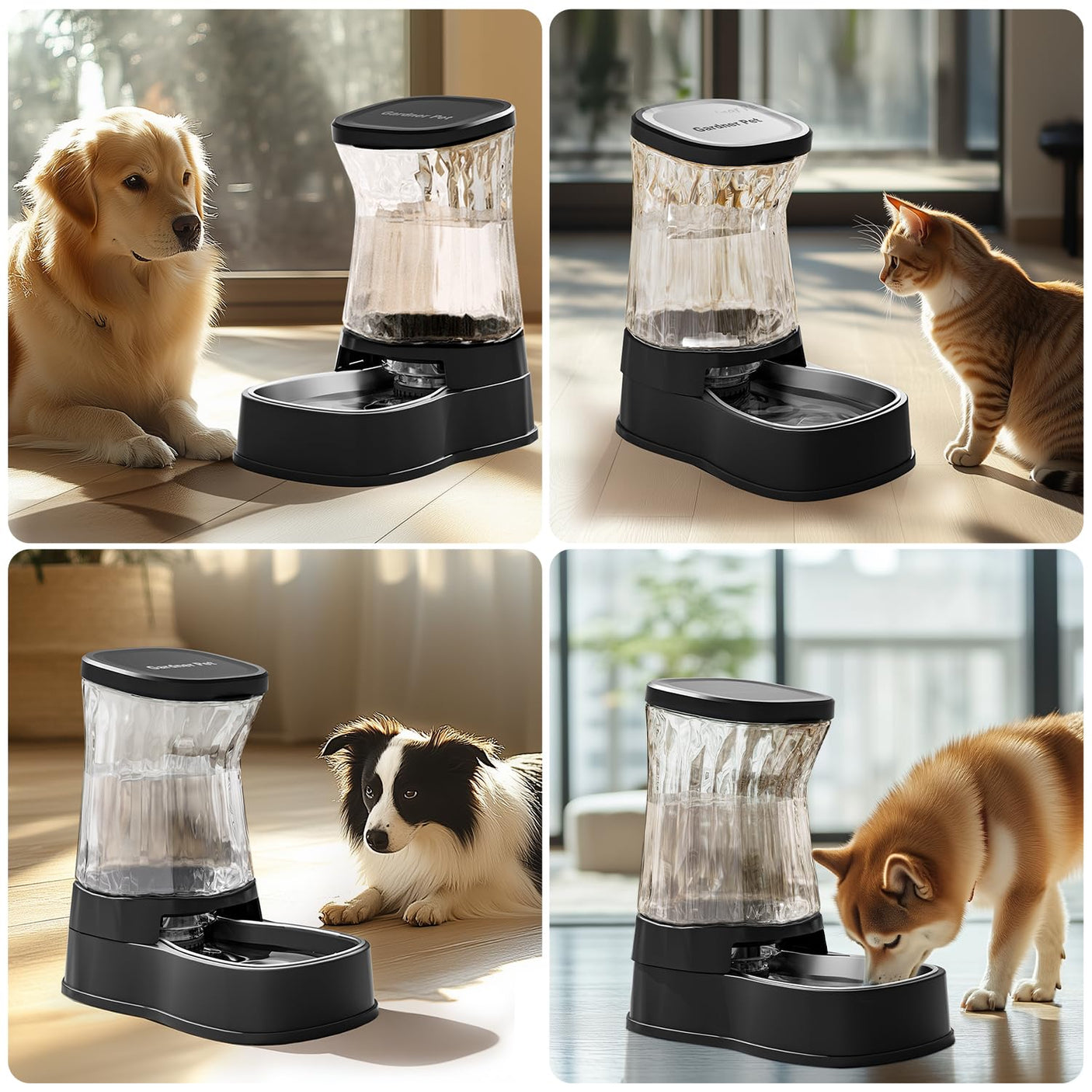Gardner Pet Automatic Dog Water Dispenser Gravity Stainless Steel Water Waterer Feeder, 100% BPA-Free Large Capacity Water Feeding Bowls for Medium & Large-Sized Dogs Cats Other Pets -(1 Gallon)