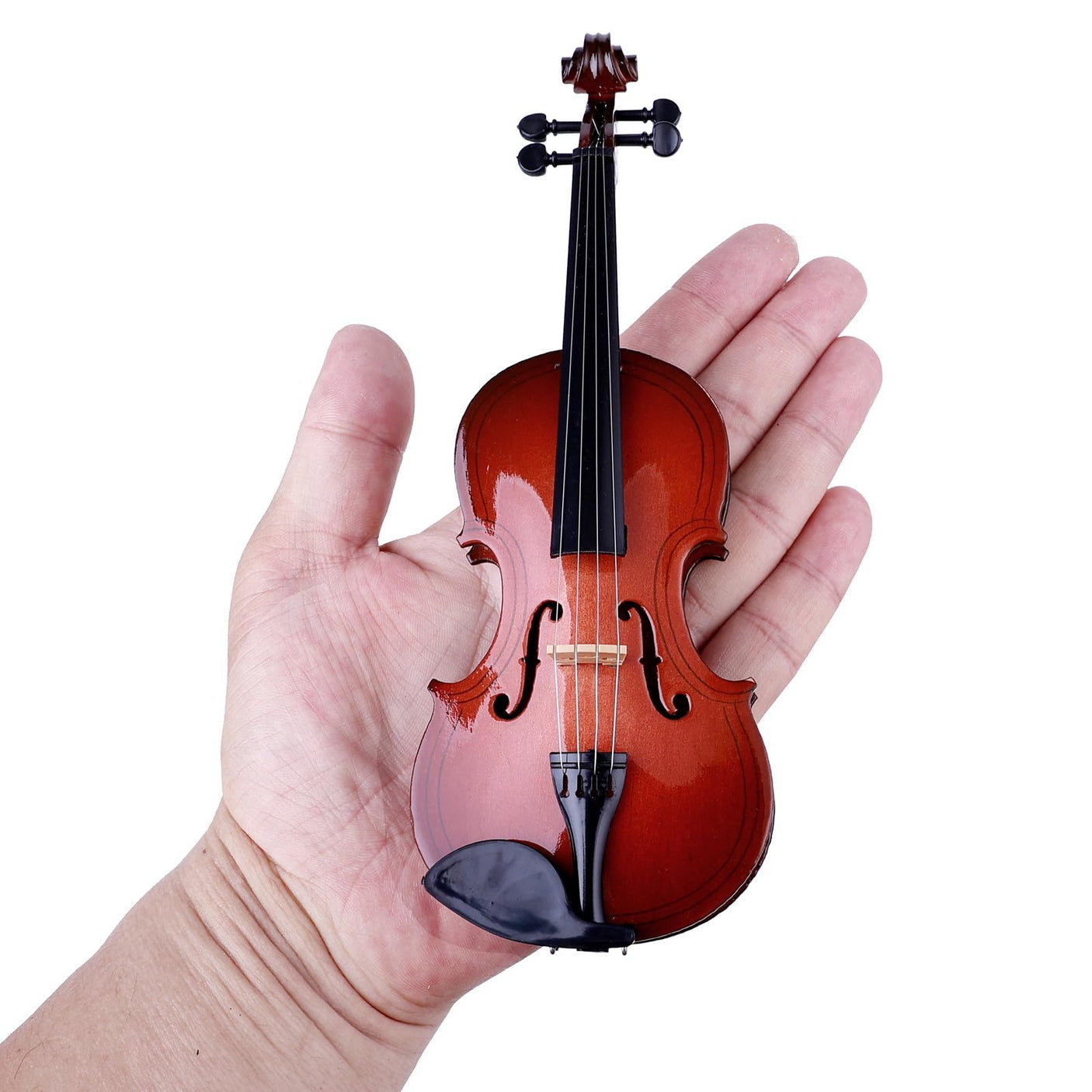 Wooden Miniature Violin with Stand, Bow and Case Mini Musical Instrument Violin Replica Collectible Figurines Dollhouse Accessories Model Home Decoration Display Ornament (3.15"x1.18"x0.59")