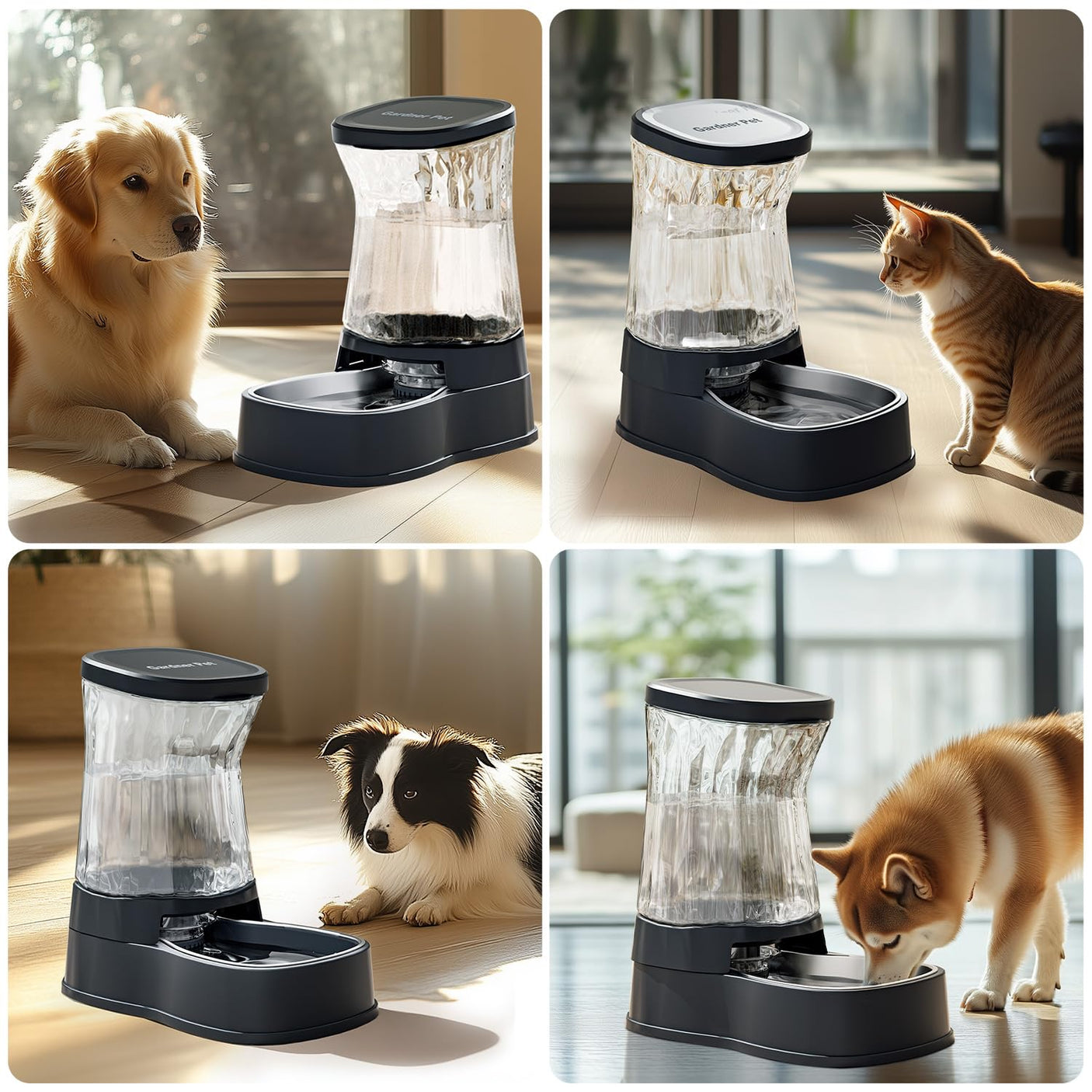 Gardner Pet Automatic Dog Water Dispenser Gravity Stainless Steel Water Waterer Feeder, 100% BPA-Free Large Capacity Water Feeding Bowls for Medium & Large-Sized Dogs Cats Other Pets -(1 Gallon)